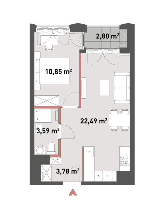 Mieszkanie 40,71 m², piętro 5, oferta nr 54/Z54-A.05.08, Żelazna 54, Warszawa, Wola, Mirów, ul. Żelazna 54-idx