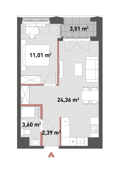 Mieszkanie 41,36 m², piętro 6, oferta nr 54/Z54-A.06.07, Żelazna 54, Warszawa, Wola, Mirów, ul. Żelazna 54-idx