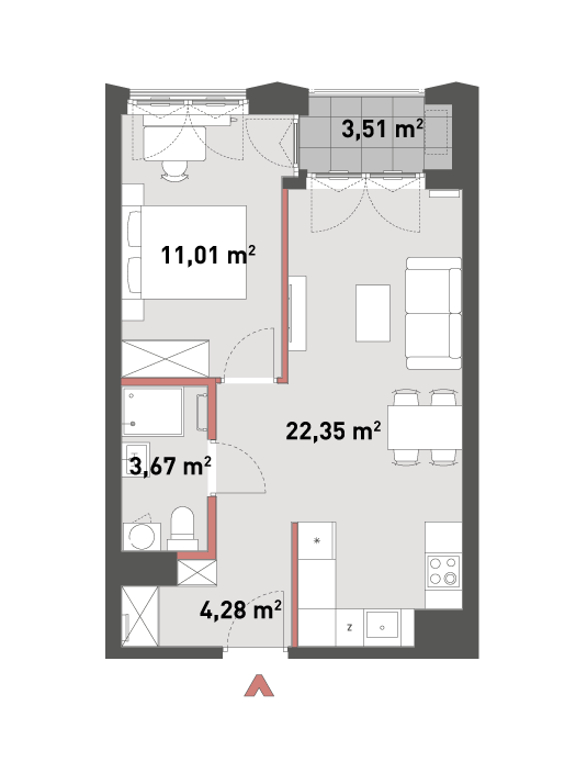 Mieszkanie 41,31 m², piętro 7, oferta nr 54/Z54-A.07.04, Żelazna 54, Warszawa, Wola, Mirów, ul. Żelazna 54-idx