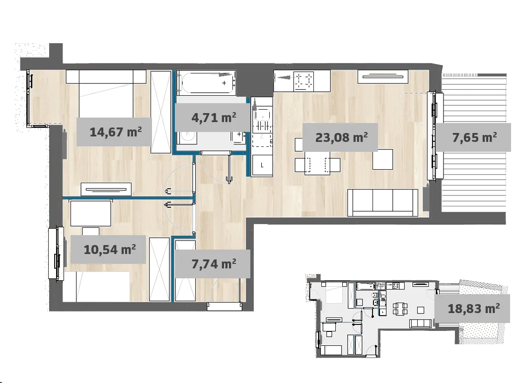 Mieszkanie 60,75 m², parter, oferta nr 7/SZ-F1.E.00.01, Sady Żoliborz, Warszawa, Żoliborz, Sady Żoliborskie, ul. Anny German 15-idx