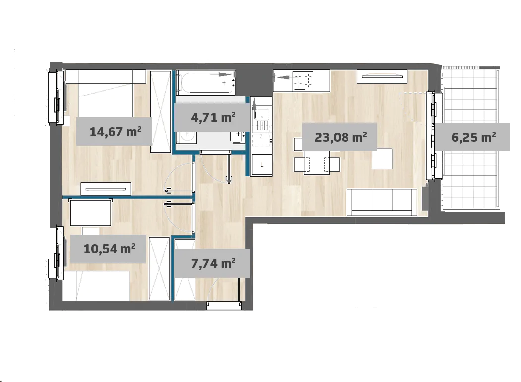 Mieszkanie 59,22 m², piętro 1, oferta nr 7/SZ-F1.E.01.01, Sady Żoliborz, Warszawa, Żoliborz, Sady Żoliborskie, ul. Anny German 15-idx