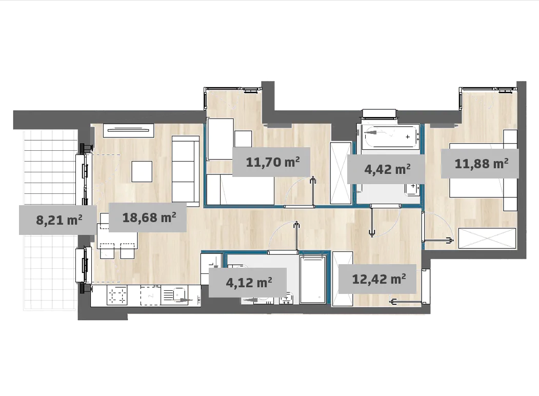 Mieszkanie 63,22 m², piętro 2, oferta nr 7/SZ-F1.E.02.04, Sady Żoliborz, Warszawa, Żoliborz, Sady Żoliborskie, ul. Anny German 15-idx