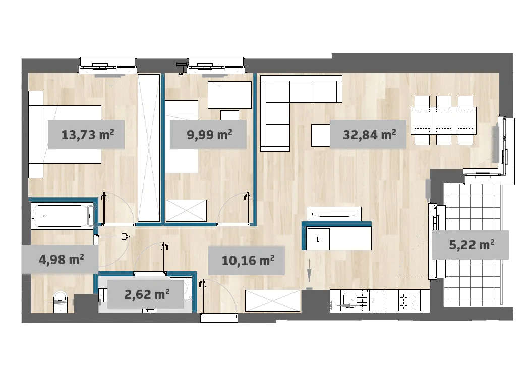 Mieszkanie 74,32 m², piętro 1, oferta nr 9/SZ-F1.A.01.02, Sady Żoliborz, Warszawa, Żoliborz, Sady Żoliborskie, ul. Anny German 15-idx