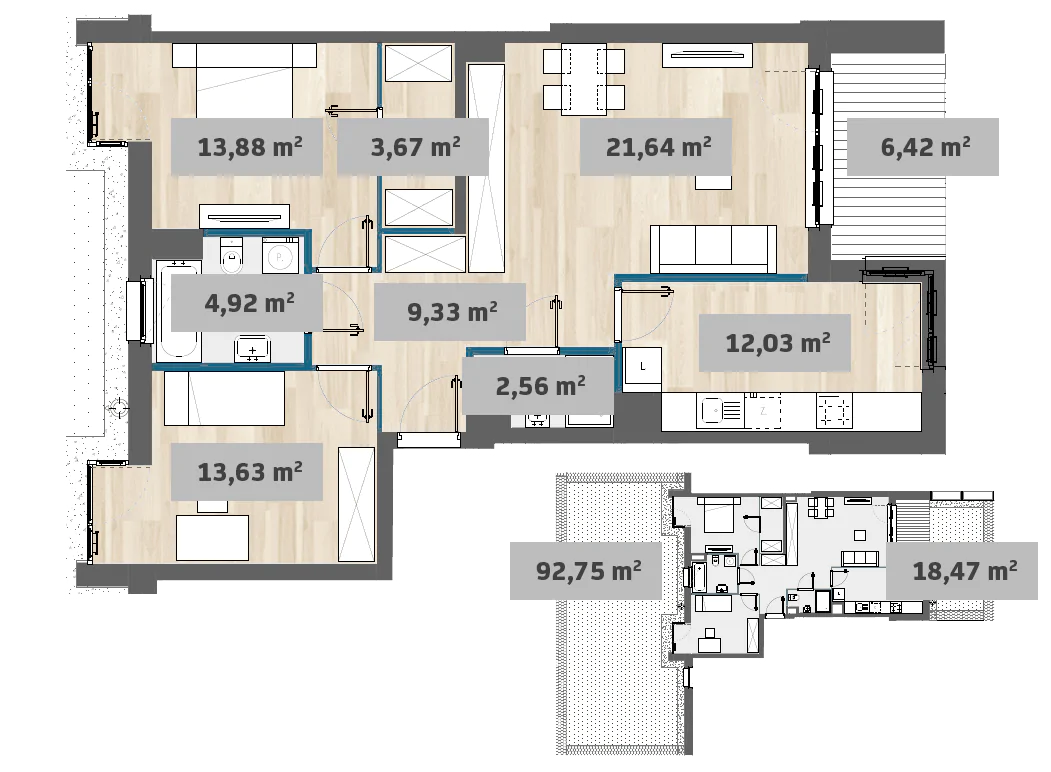 Mieszkanie 81,66 m², parter, oferta nr 9/SZ-F1.B.00.02, Sady Żoliborz, Warszawa, Żoliborz, Sady Żoliborskie, ul. Anny German 15-idx