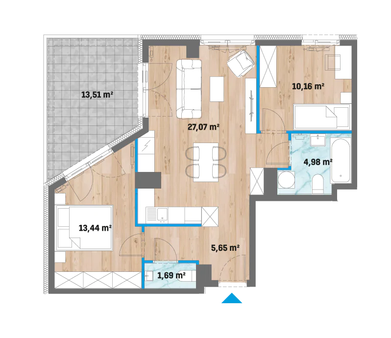 Mieszkanie 62,99 m², piętro 9, oferta nr 12/F2-A.09.04, Kameralny Prokocim 2, Kraków, Bieżanów-Prokocim, Prokocim, ul. Facimiech-idx