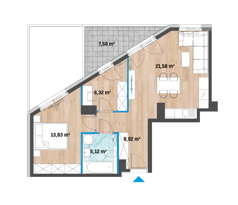 Mieszkanie 55,77 m², piętro 10, oferta nr 12/F2-A.10.03, Kameralny Prokocim 2, Kraków, Bieżanów-Prokocim, Prokocim, ul. Facimiech-idx