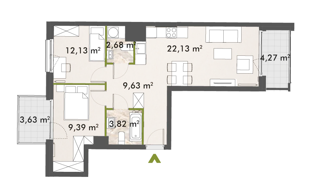 Mieszkanie 59,79 m², piętro 1, oferta nr 30/XY-F1.A.01.04, XYZ Place, Warszawa, Włochy, Okęcie, ul. Komitetu Obrony Robotników 32-idx