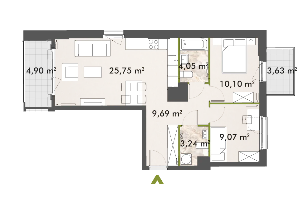 Mieszkanie 61,90 m², piętro 2, oferta nr 30/XY-F1.A.02.01, XYZ Place, Warszawa, Włochy, Okęcie, ul. Komitetu Obrony Robotników 32-idx