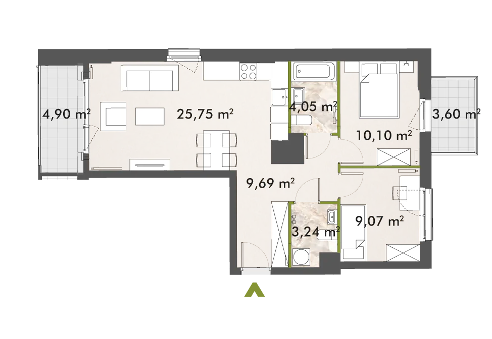 Mieszkanie 61,90 m², piętro 4, oferta nr 30/XY-F1.A.04.01, XYZ Place, Warszawa, Włochy, Okęcie, ul. Komitetu Obrony Robotników 32-idx