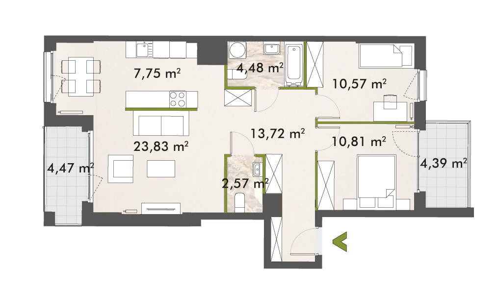 Mieszkanie 73,73 m², piętro 3, oferta nr 30/XY-F1.C.03.01, XYZ Place, Warszawa, Włochy, Okęcie, ul. Komitetu Obrony Robotników 32-idx