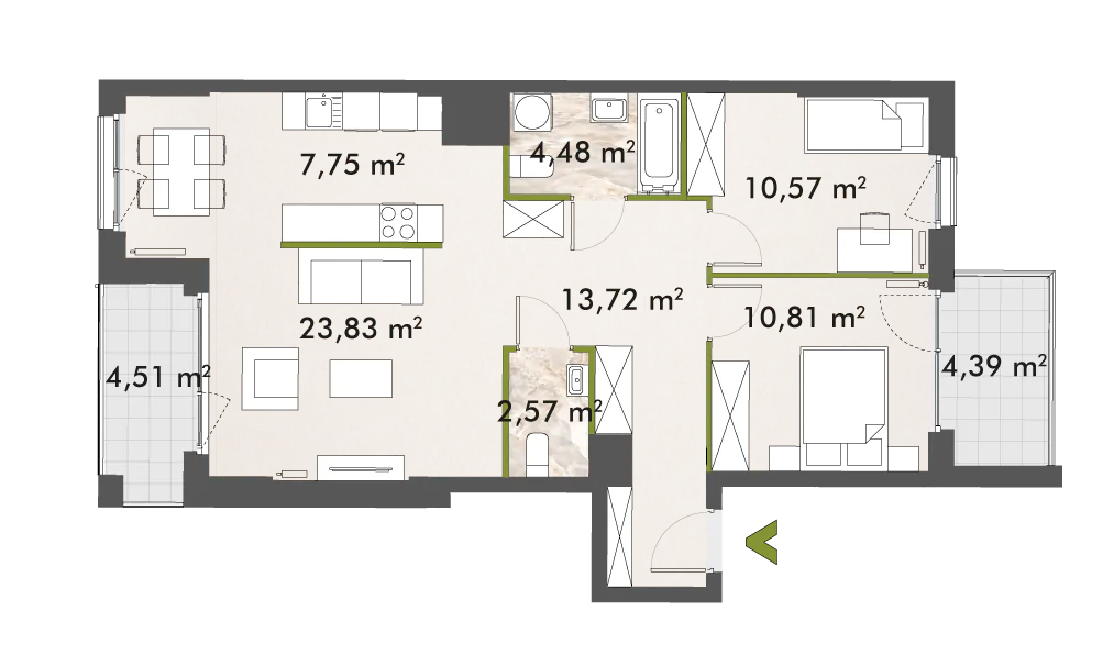 Mieszkanie 73,73 m², piętro 5, oferta nr 30/XY-F1.C.05.01, XYZ Place, Warszawa, Włochy, Okęcie, ul. Komitetu Obrony Robotników 32-idx