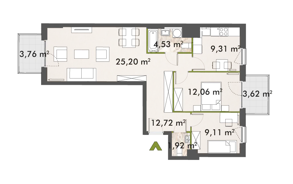 Mieszkanie 74,84 m², piętro 1, oferta nr 30/XY-F1.D.01.01, XYZ Place, Warszawa, Włochy, Okęcie, ul. Komitetu Obrony Robotników 32-idx