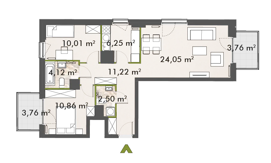 Mieszkanie 69,00 m², piętro 1, oferta nr 30/XY-F1.D.01.04, XYZ Place, Warszawa, Włochy, Okęcie, ul. Komitetu Obrony Robotników 32-idx