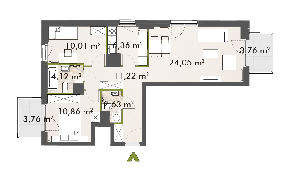 Mieszkanie 69,24 m², piętro 3, oferta nr 30/XY-F1.D.03.04, XYZ Place, Warszawa, Włochy, Okęcie, ul. Komitetu Obrony Robotników 32-idx