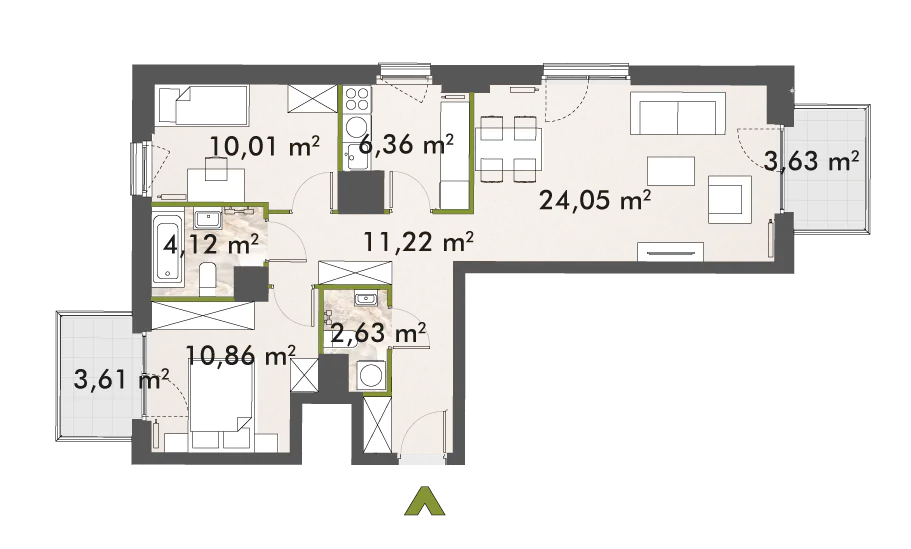 Mieszkanie 69,24 m², piętro 6, oferta nr 30/XY-F1.D.06.04, XYZ Place, Warszawa, Włochy, Okęcie, ul. Komitetu Obrony Robotników 32-idx