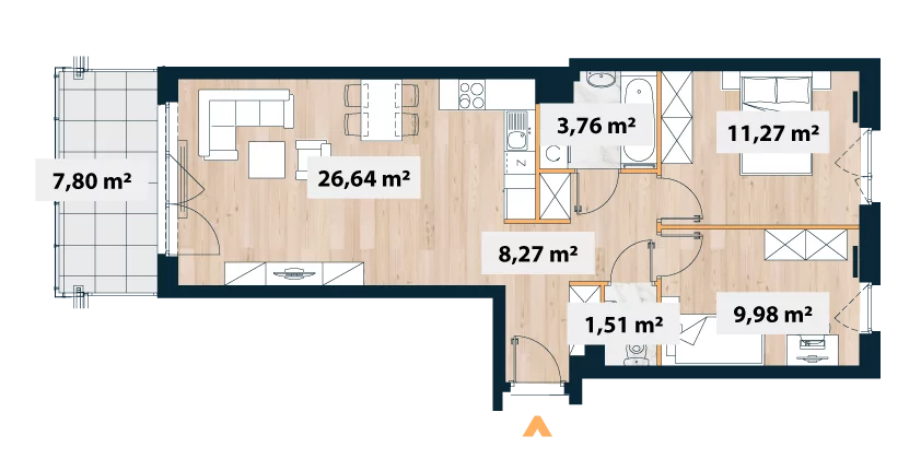 Mieszkanie 64,13 m², piętro 2, oferta nr 11A/Sok-A.02.06, Sokratesa 11A, Warszawa, Bielany, Bielany, ul. Sokratesa 11a-idx