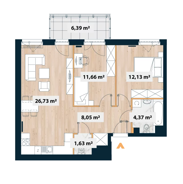 Mieszkanie 66,93 m², piętro 6, oferta nr 11A/Sok-A.06.02, Sokratesa 11A, Warszawa, Bielany, Bielany, ul. Sokratesa 11a-idx