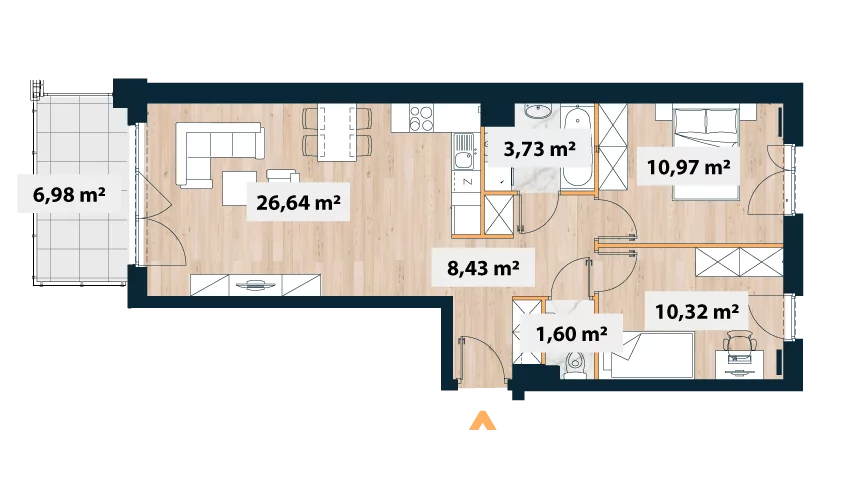 Mieszkanie 63,52 m², piętro 2, oferta nr 11A/Sok-B.02.02, Sokratesa 11A, Warszawa, Bielany, Bielany, ul. Sokratesa 11a-idx