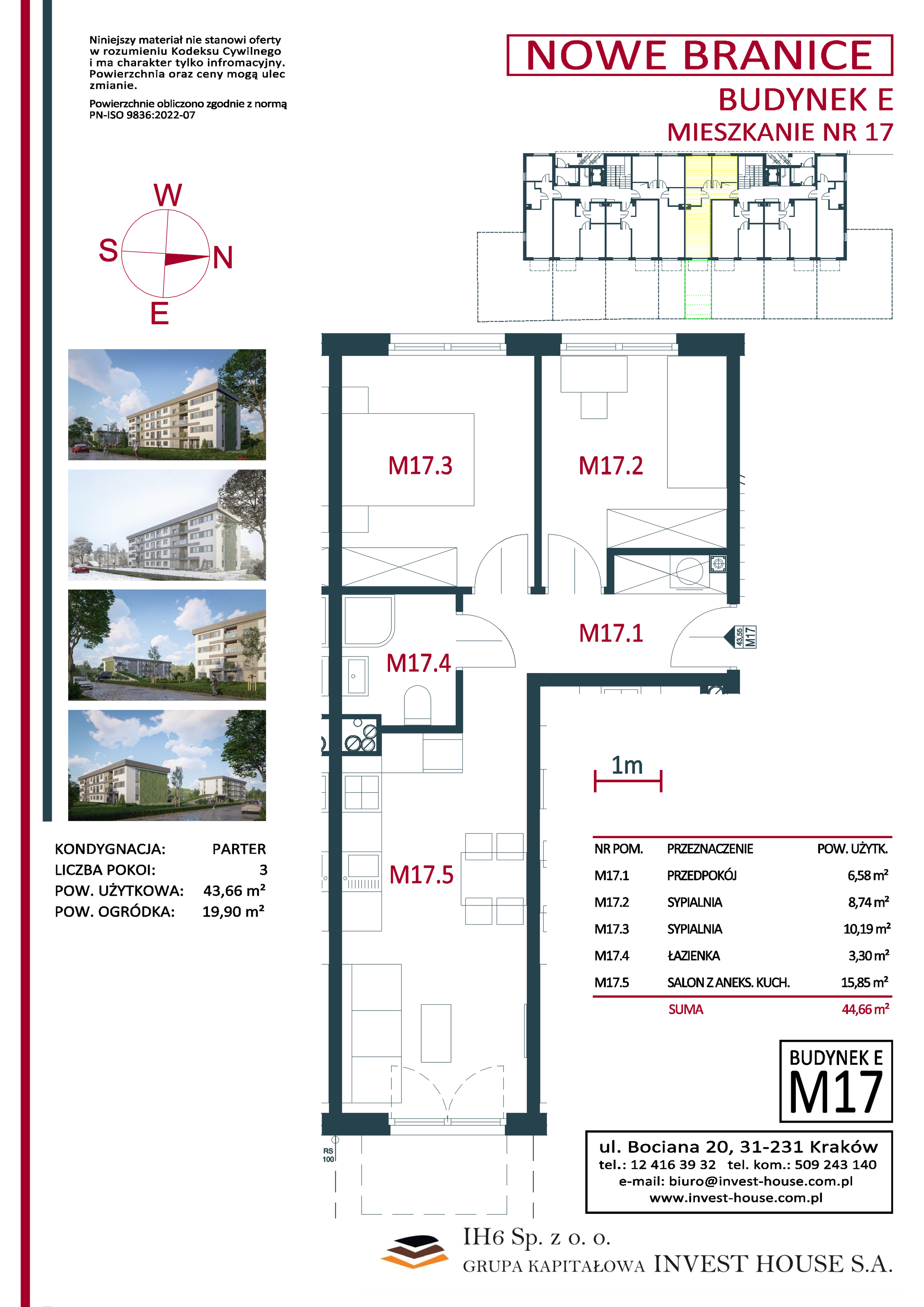 Mieszkanie 44,66 m², parter, oferta nr M17, Nowe Branice – Etap I, Kraków, Nowa Huta, Branice, ul. Szymańskiego-idx