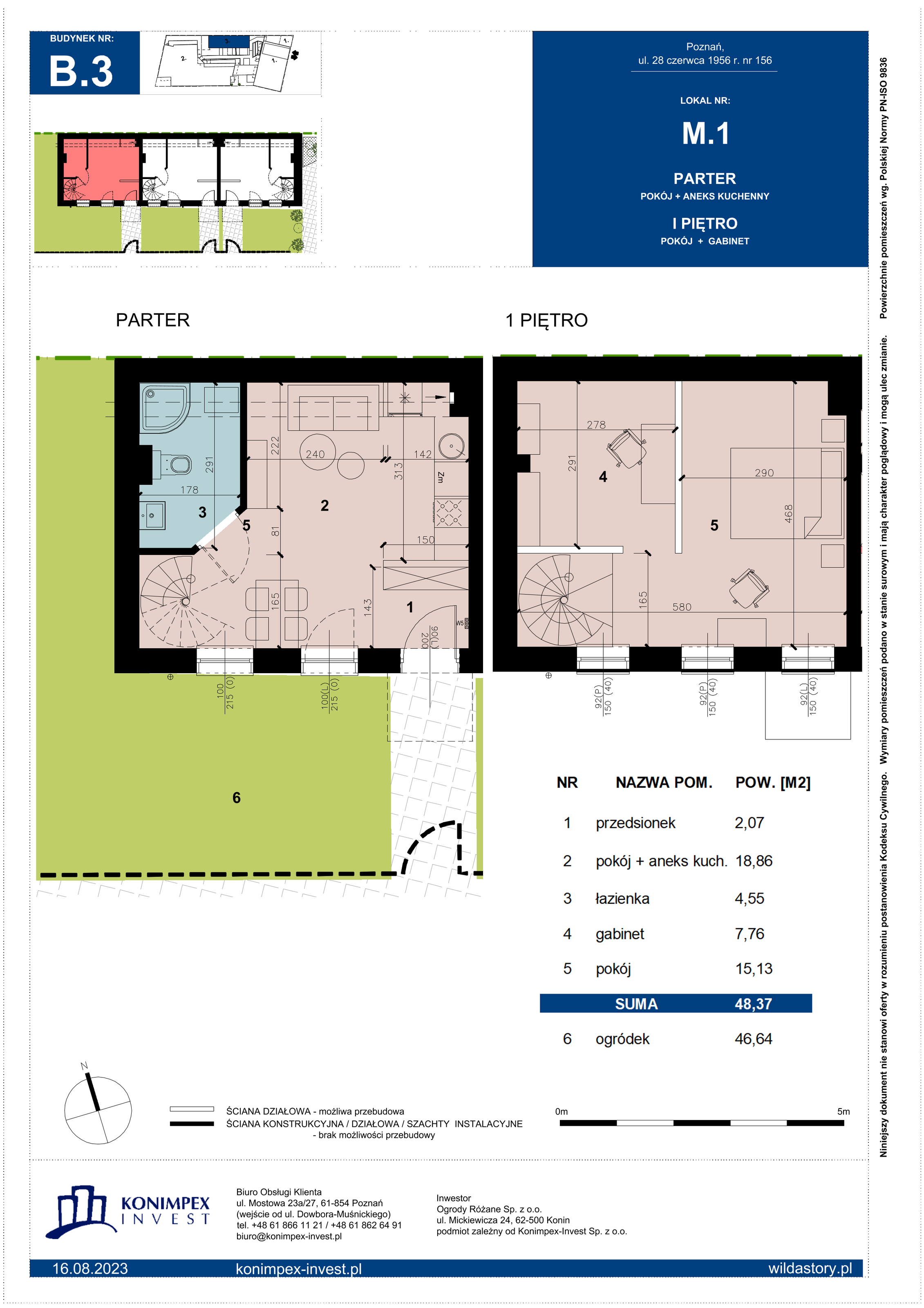 Mieszkanie 48,37 m², parter, oferta nr B3/M/1, Wilda Story, Poznań, Wilda, Wilda, ul. 28 Czerwca 1956 r. 156-idx