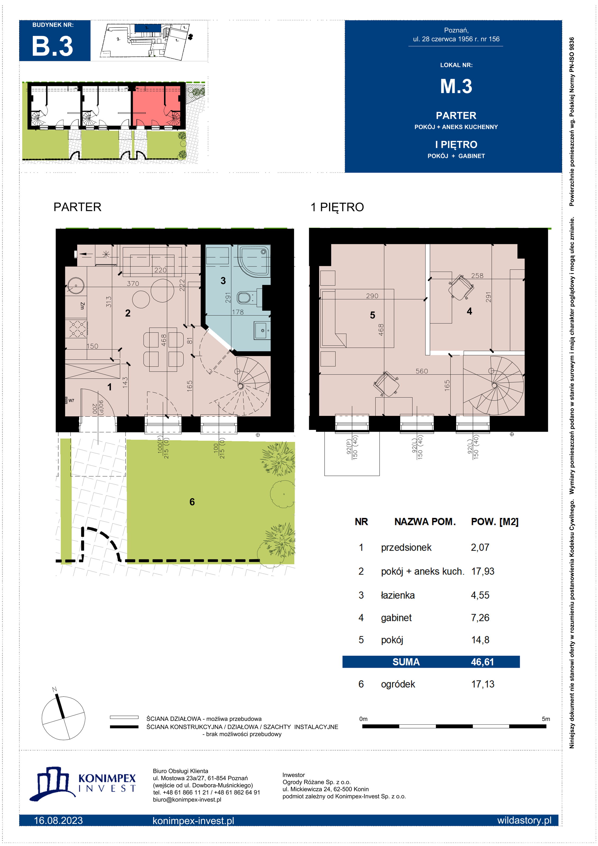 Apartament 46,61 m², parter, oferta nr B3/M/3, Wilda Story, Poznań, Wilda, Wilda, ul. 28 Czerwca 1956 r. 156-idx