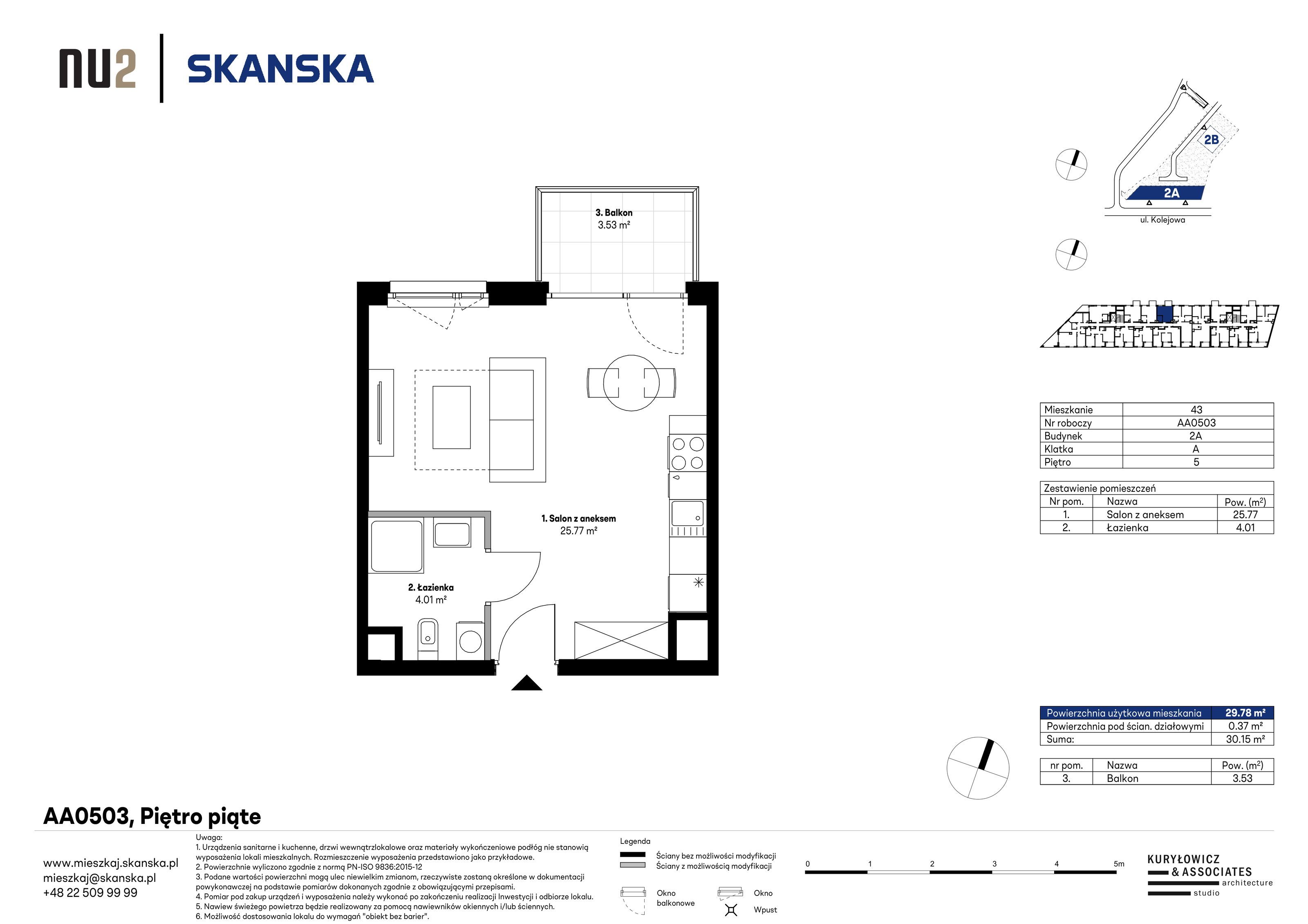 Mieszkanie 29,78 m², piętro 5, oferta nr AA0503, NU Warszawa Wola, Warszawa, Wola, Czyste, ul. Kolejowa-idx