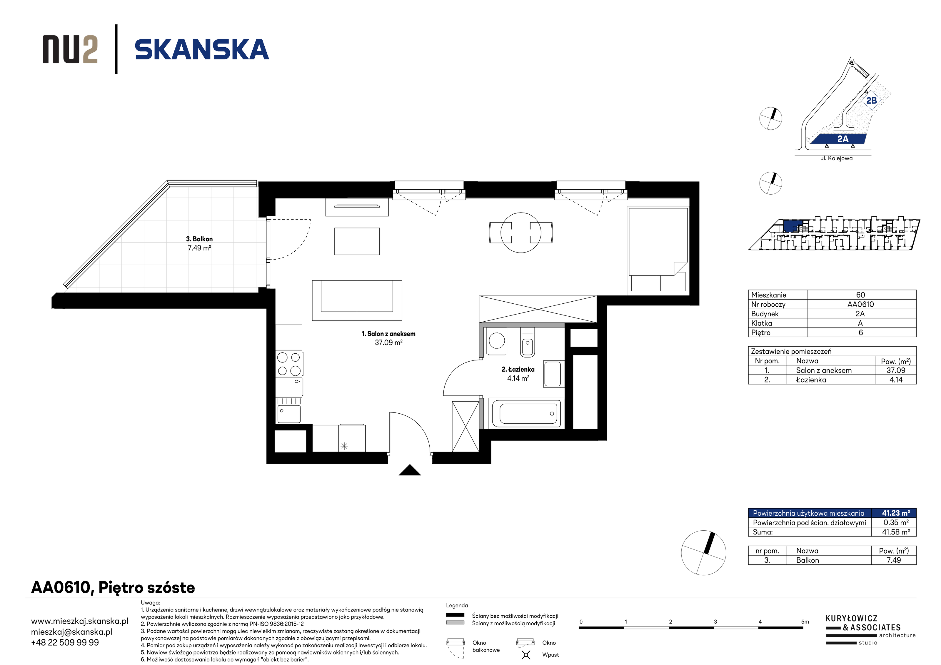 Mieszkanie 41,23 m², piętro 6, oferta nr AA0610, NU Warszawa Wola, Warszawa, Wola, Czyste, ul. Kolejowa-idx