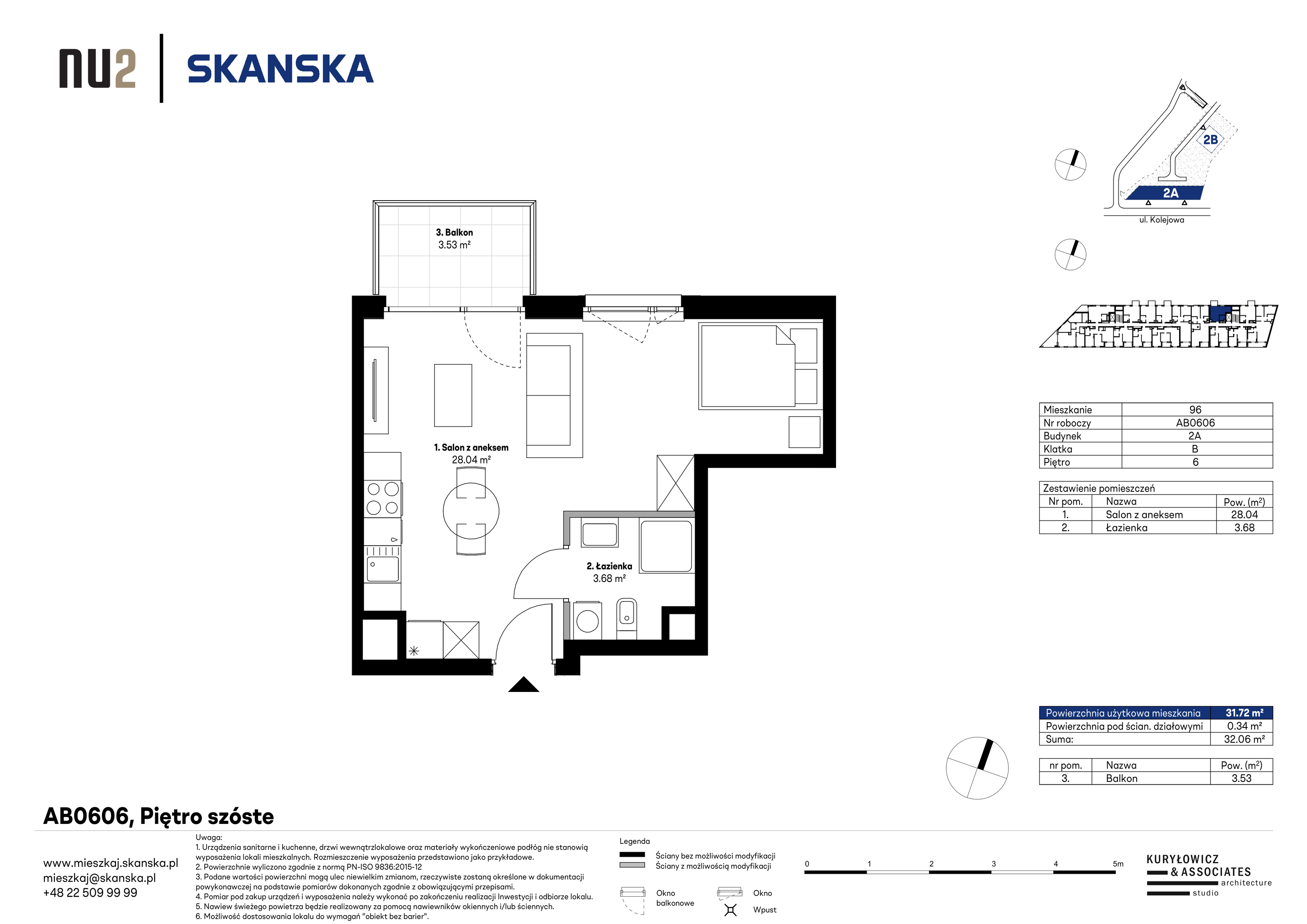 Mieszkanie 31,72 m², piętro 6, oferta nr AB0606, NU Warszawa Wola, Warszawa, Wola, Czyste, ul. Kolejowa-idx