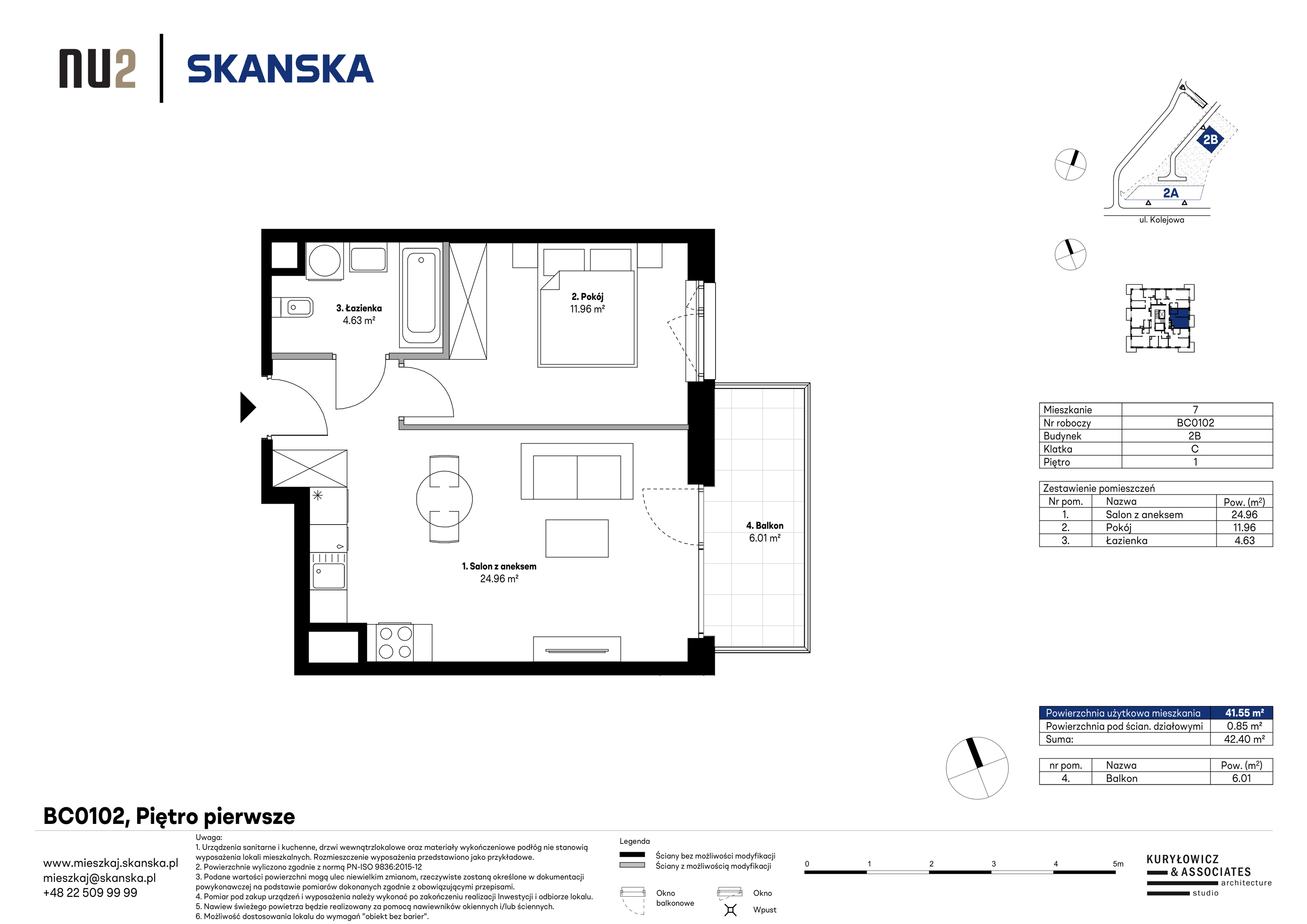 Mieszkanie 41,55 m², piętro 1, oferta nr BC0102, NU Warszawa Wola, Warszawa, Wola, Czyste, ul. Kolejowa-idx