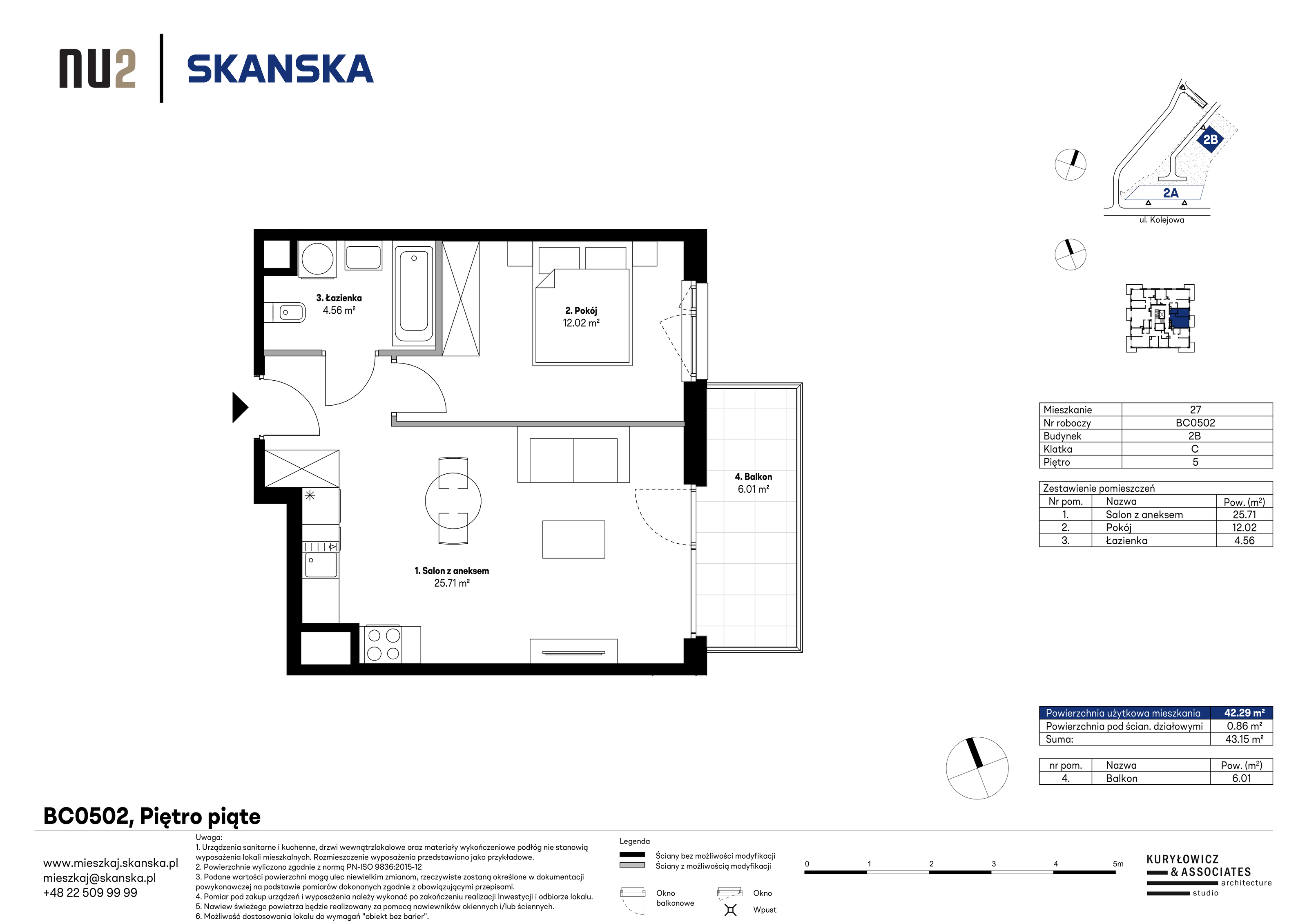 Mieszkanie 42,29 m², piętro 5, oferta nr BC0502, NU Warszawa Wola, Warszawa, Wola, Czyste, ul. Kolejowa-idx