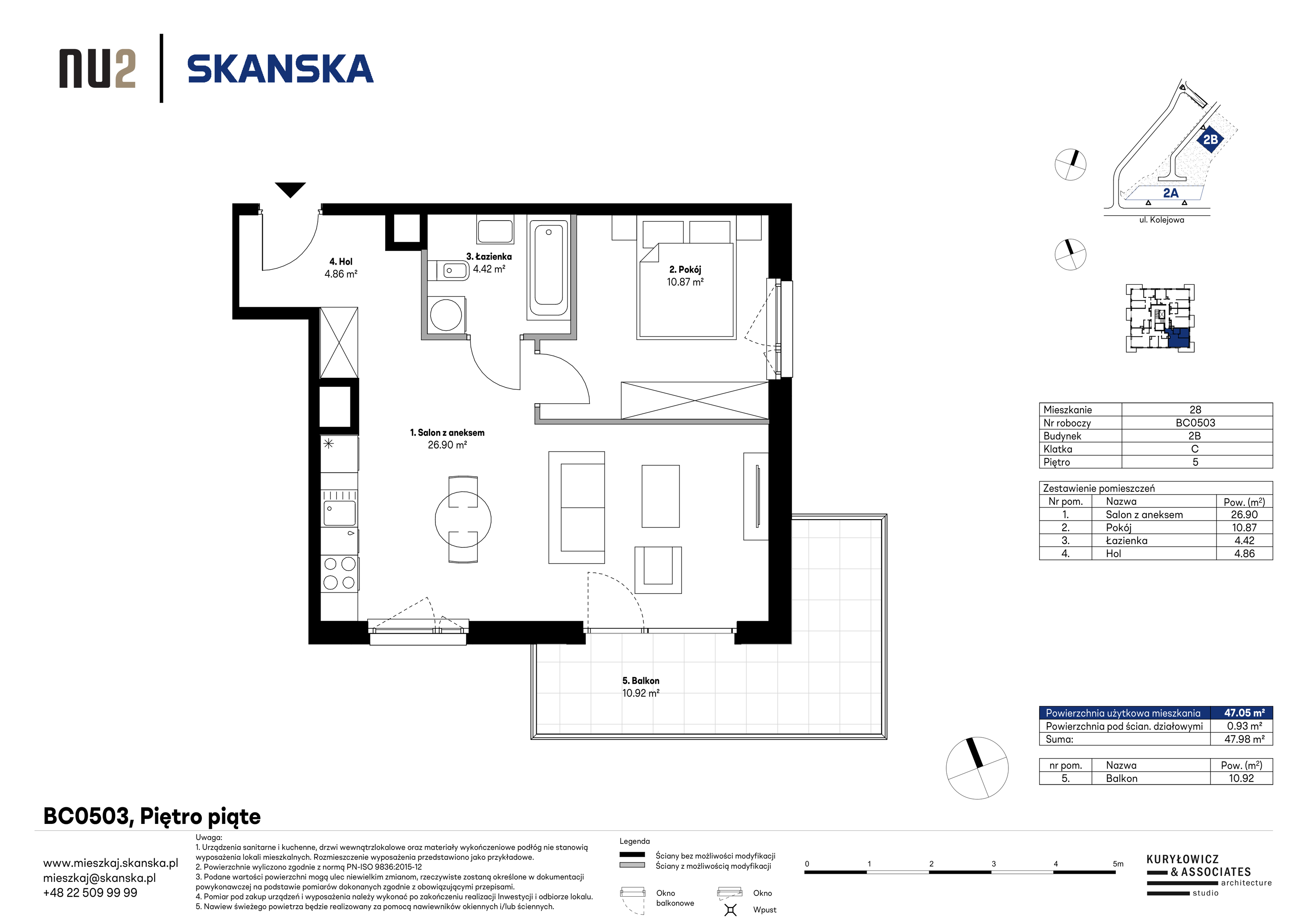 Mieszkanie 47,05 m², piętro 5, oferta nr BC0503, NU Warszawa Wola, Warszawa, Wola, Czyste, ul. Kolejowa-idx