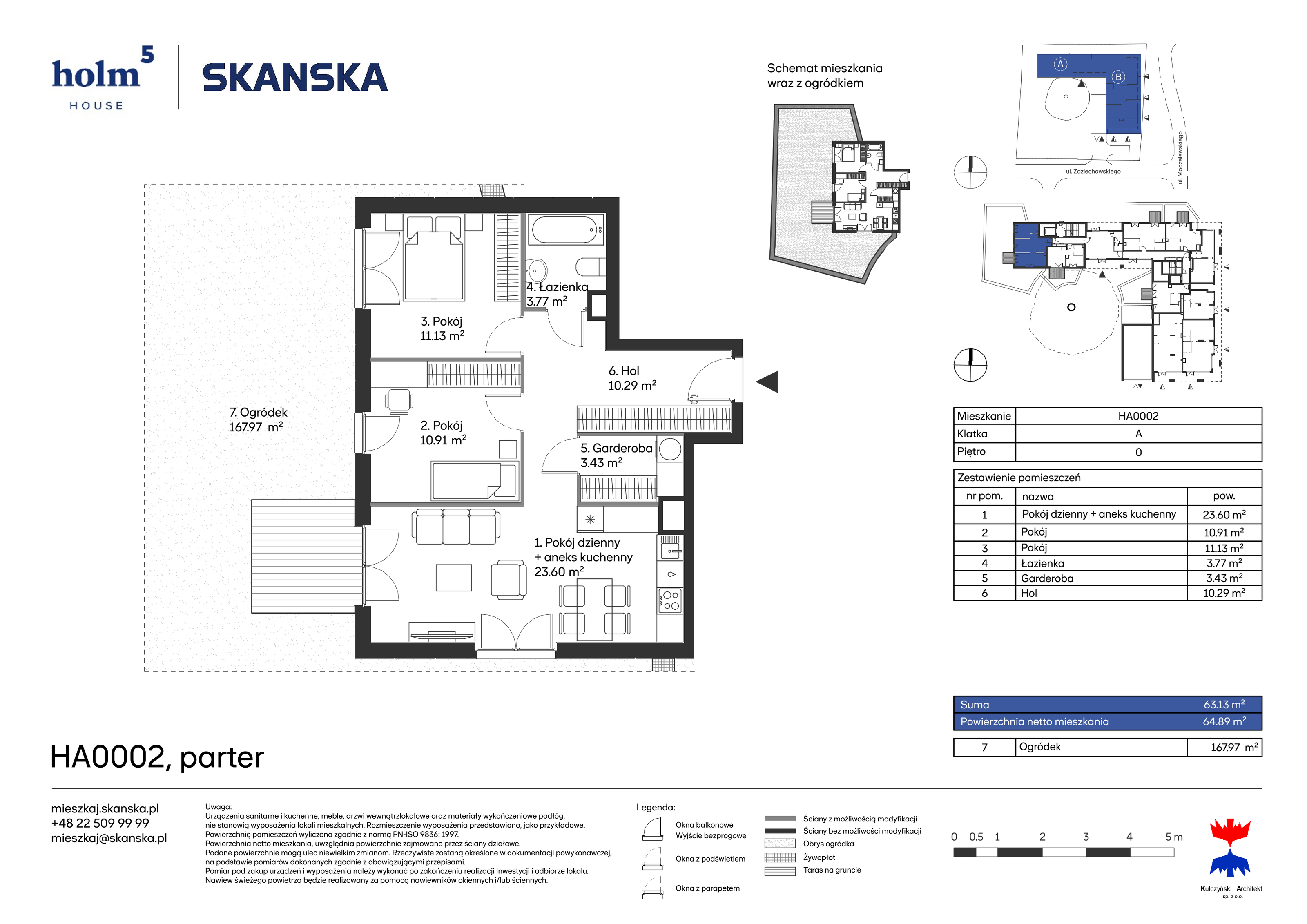 Mieszkanie 63,13 m², parter, oferta nr HA0002, Holm House, Warszawa, Mokotów, Ksawerów, ul. Zdziechowskiego-idx