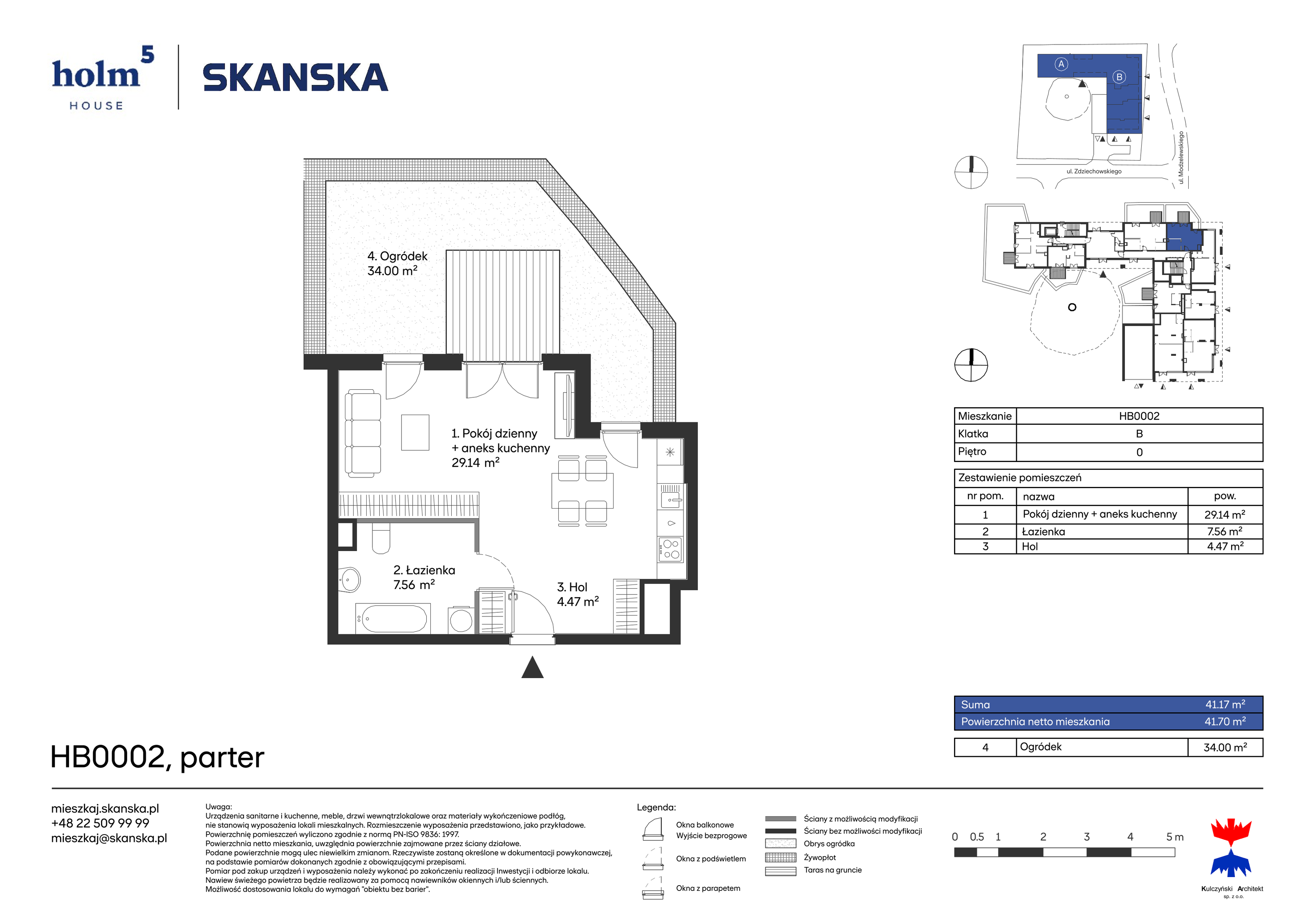 Apartament 41,17 m², parter, oferta nr HB0002, Holm House, Warszawa, Mokotów, Ksawerów, ul. Zdziechowskiego-idx