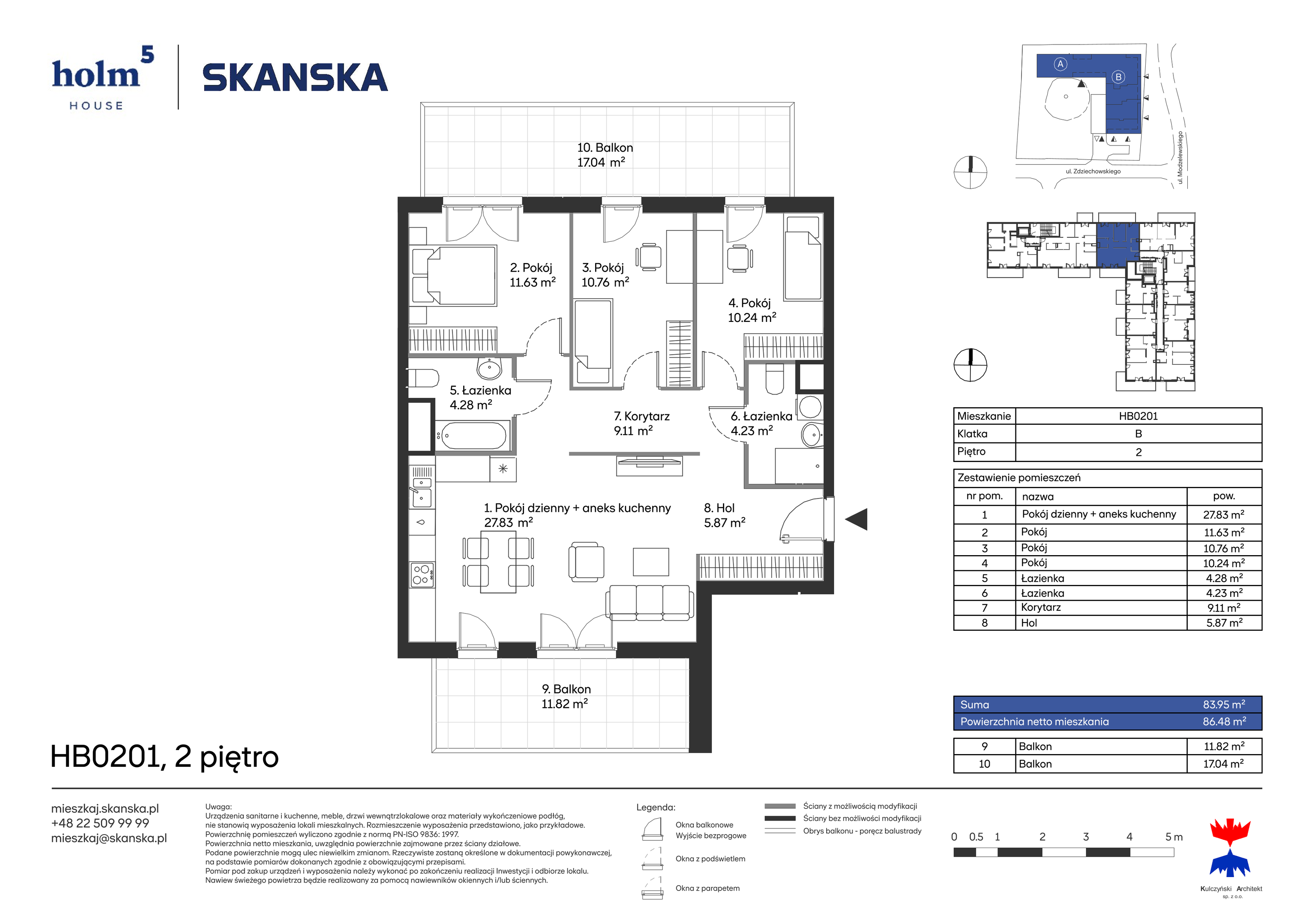 Apartament 83,95 m², piętro 2, oferta nr HB0201, Holm House, Warszawa, Mokotów, Ksawerów, ul. Zdziechowskiego-idx