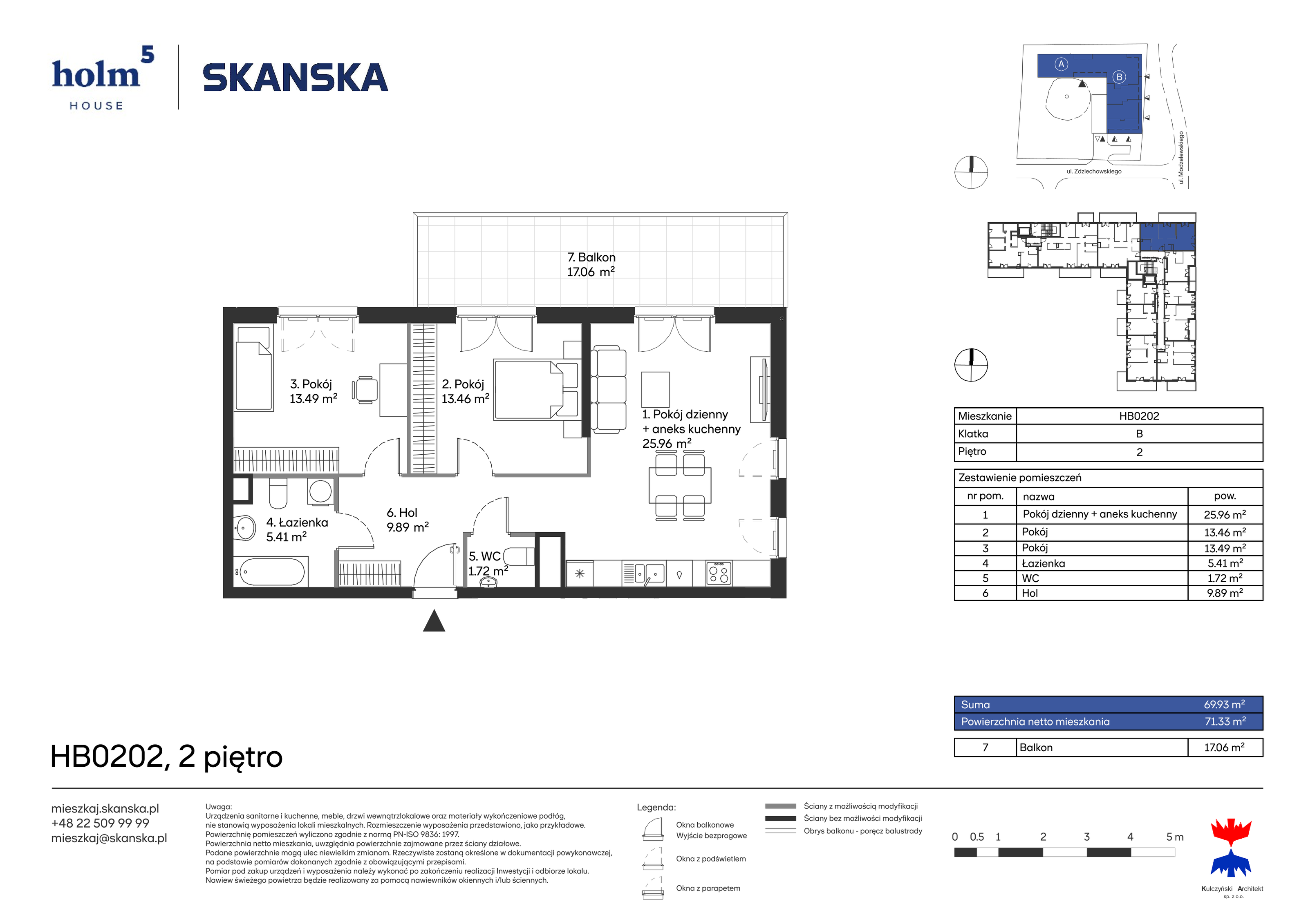 Mieszkanie 69,93 m², piętro 2, oferta nr HB0202, Holm House, Warszawa, Mokotów, Ksawerów, ul. Zdziechowskiego-idx