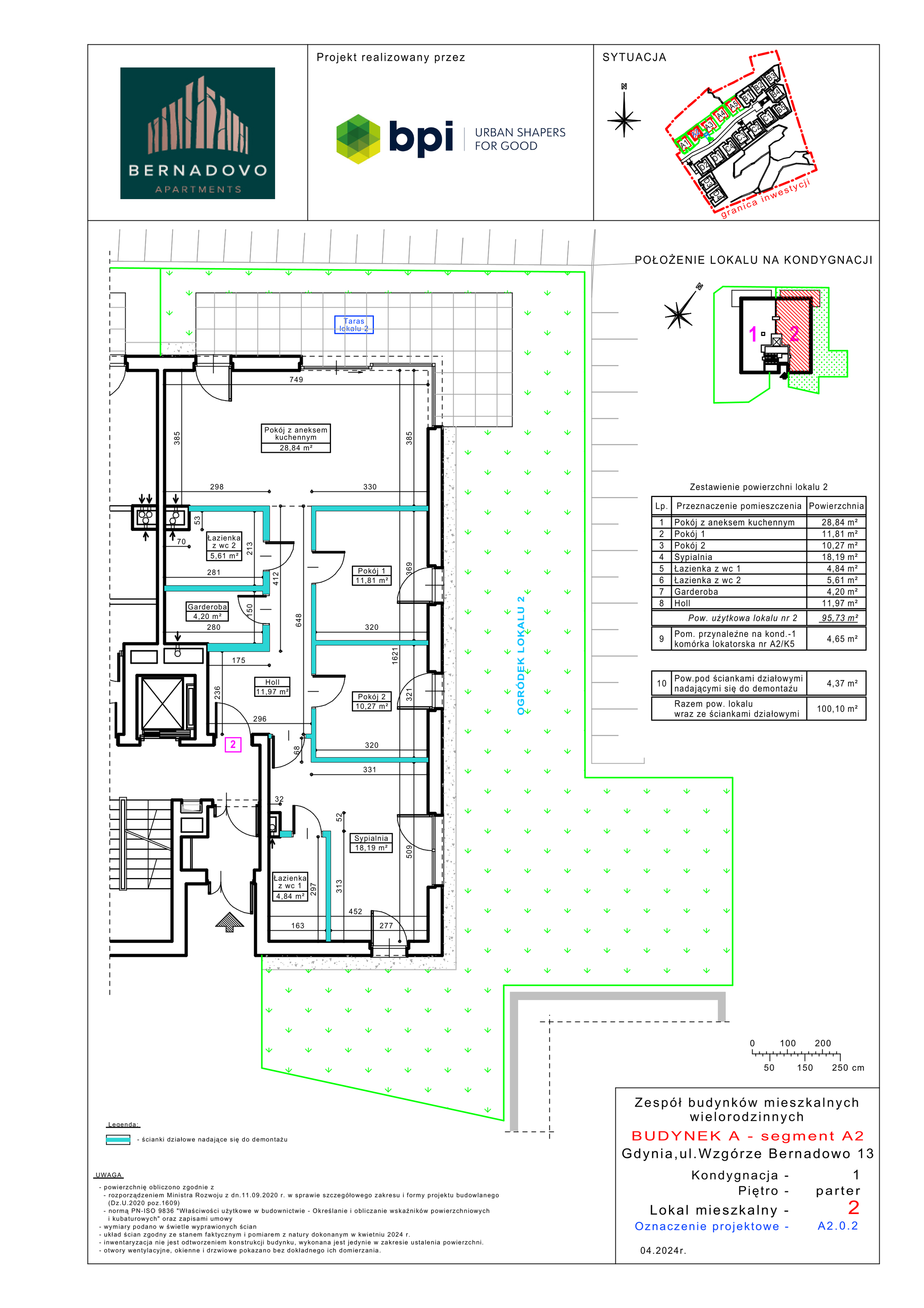 Apartament 95,73 m², parter, oferta nr A2.0.2, Bernadovo, Gdynia, Mały Kack, Mały Kack, ul. Wzgórze Bernadowo-idx