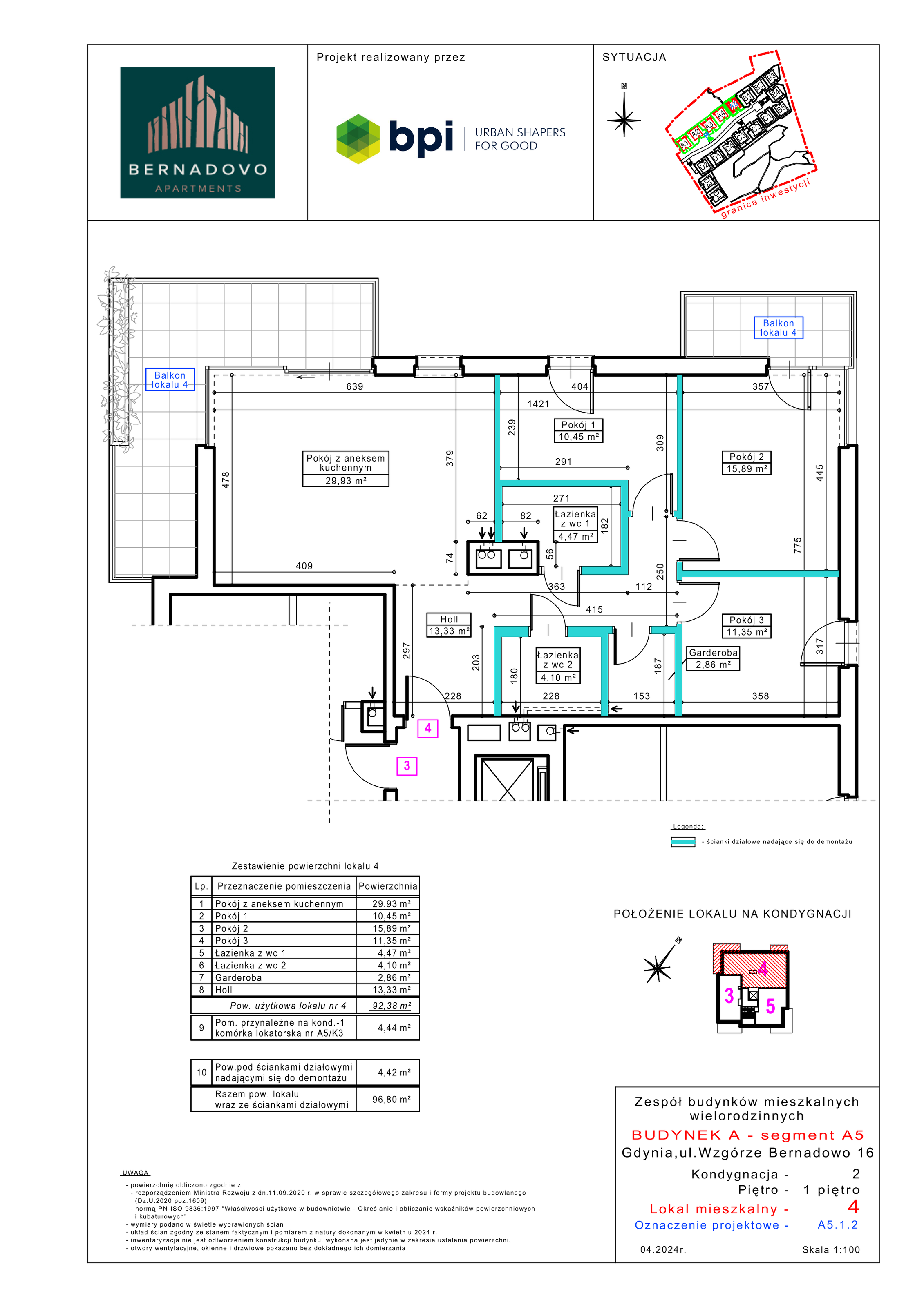 Apartament 92,38 m², piętro 1, oferta nr A5.1.2, Bernadovo, Gdynia, Mały Kack, Mały Kack, ul. Wzgórze Bernadowo-idx