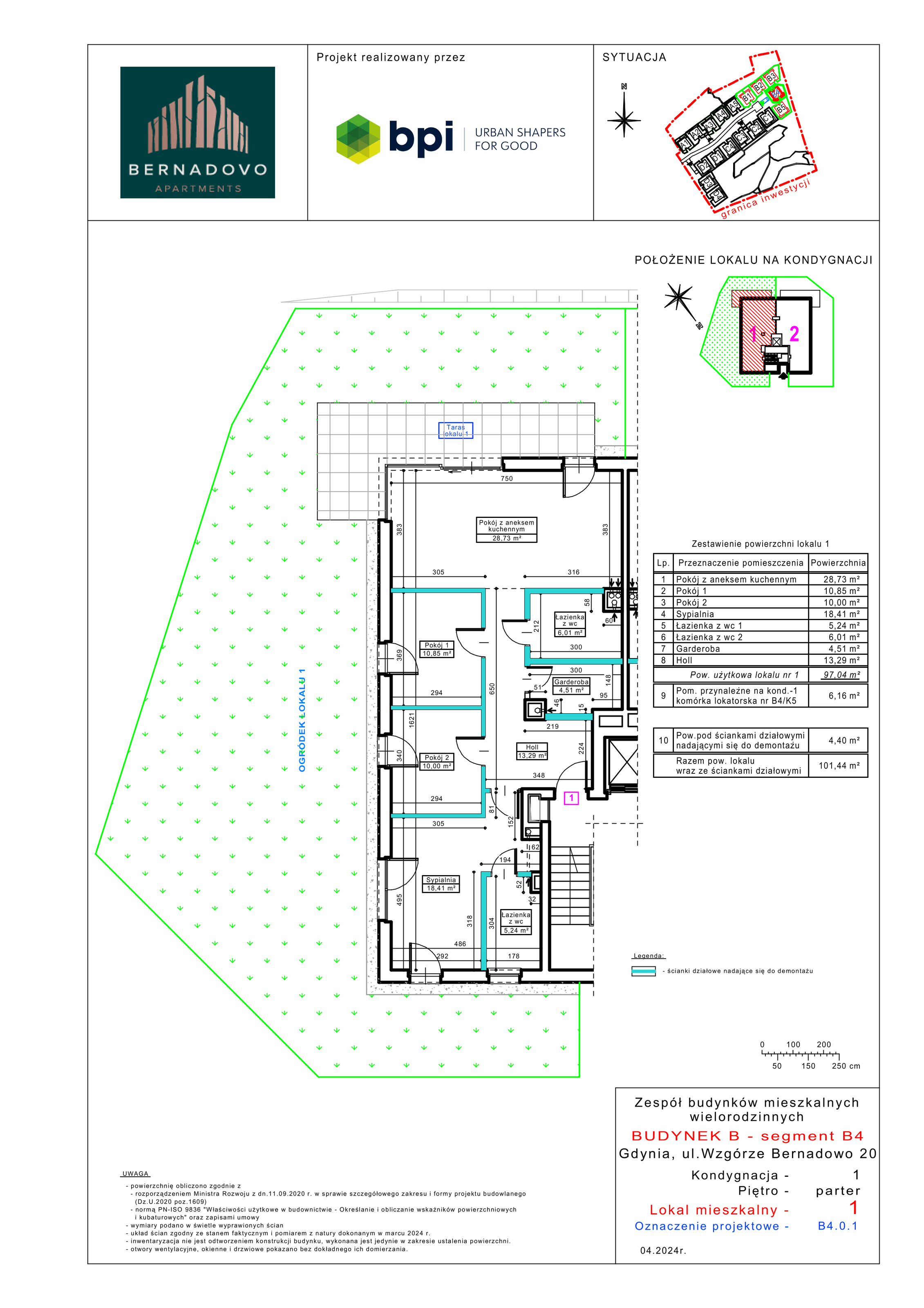 Apartament 97,04 m², parter, oferta nr B4.0.1, Bernadovo, Gdynia, Mały Kack, Mały Kack, ul. Wzgórze Bernadowo-idx