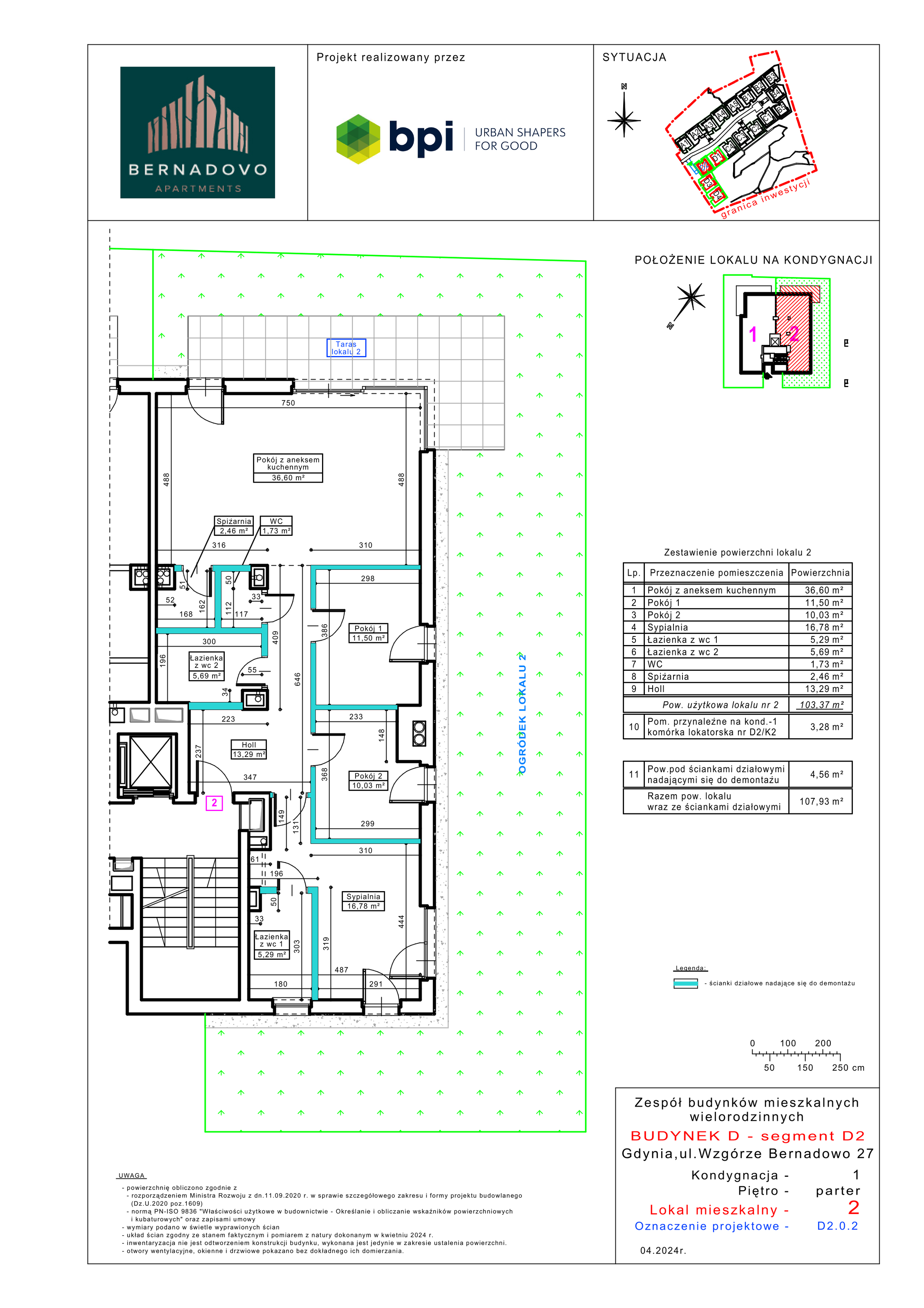 Apartament 103,37 m², parter, oferta nr D2.0.2, Bernadovo, Gdynia, Mały Kack, Mały Kack, ul. Wzgórze Bernadowo-idx