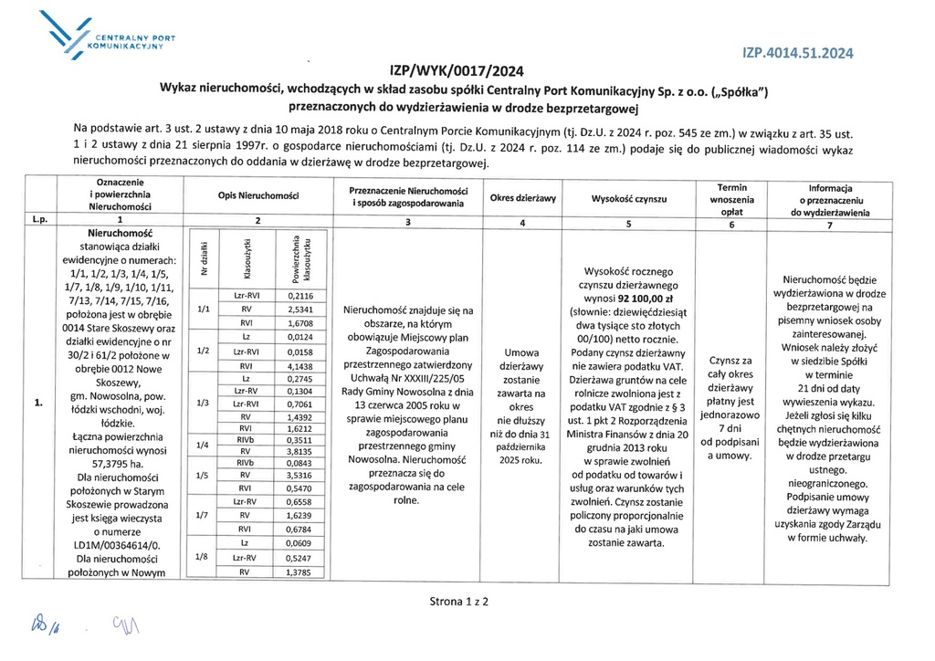 Działka 573 795,00 m², oferta nr , 2375/3186/OGW, Stare Skoszewy-idx