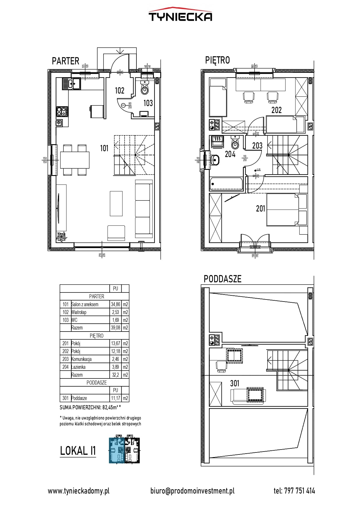 Dom 82,45 m², oferta nr I1, Tyniecka, Kraków, Dębniki, Kostrze, ul. Tyniecka 167-idx