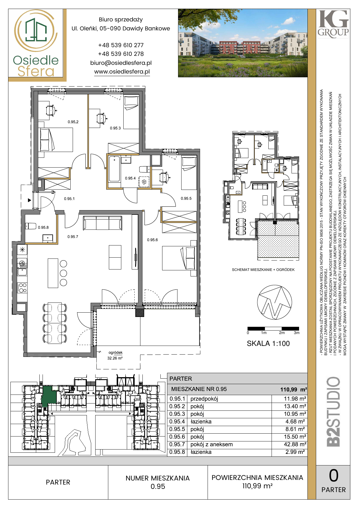 Mieszkanie 110,97 m², parter, oferta nr 95, Osiedle Sfera, Dawidy Bankowe, ul. Oleńki-idx