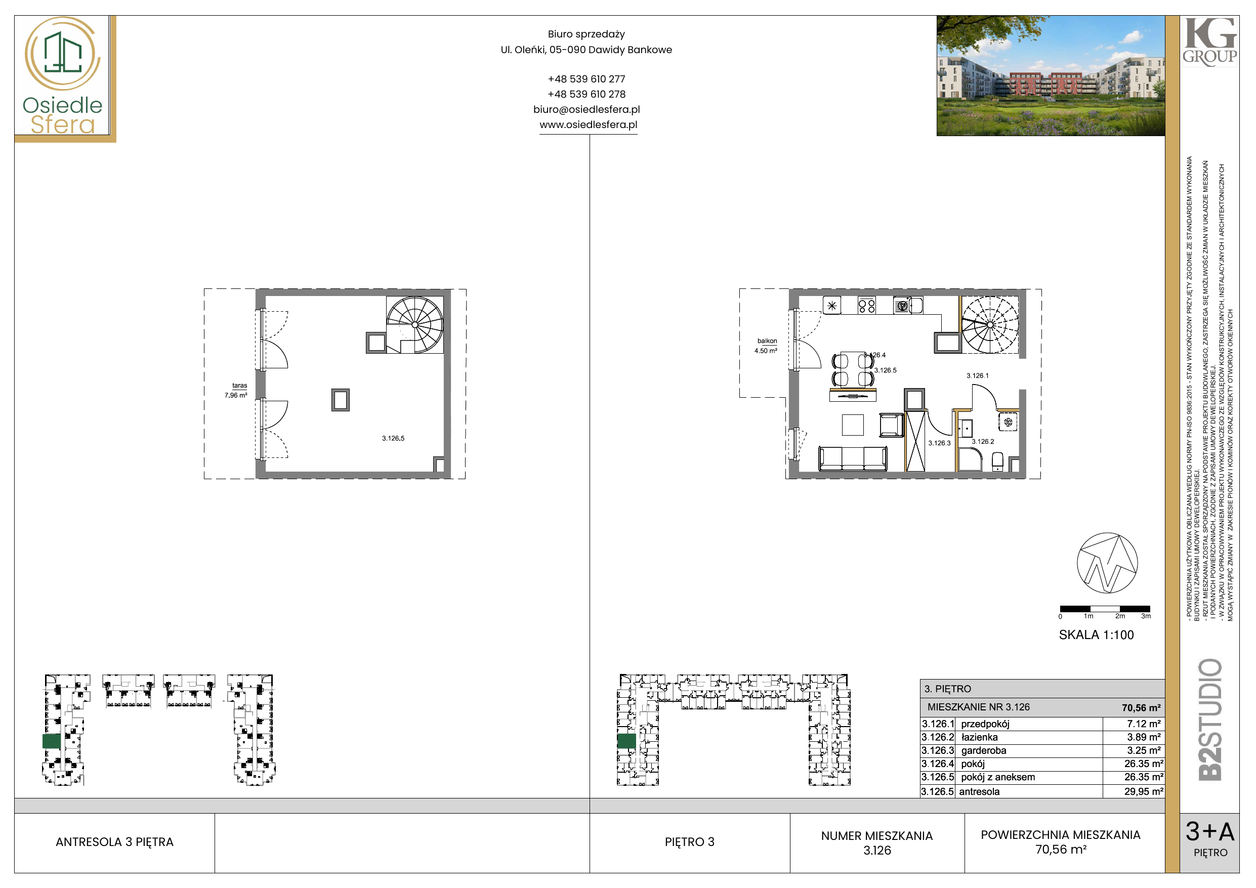 Mieszkanie 70,70 m², piętro 3, oferta nr 126, Osiedle Sfera, Dawidy Bankowe, ul. Oleńki-idx