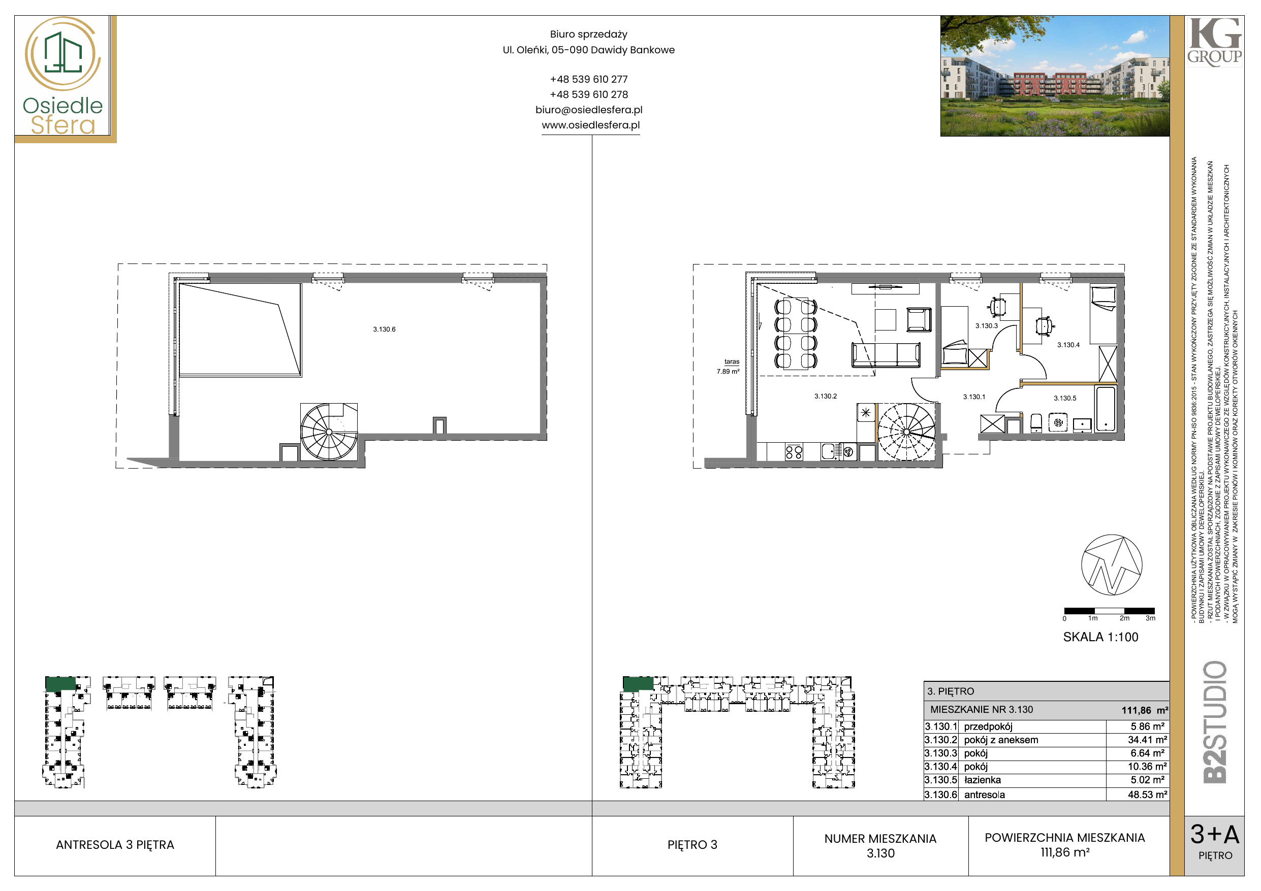 Mieszkanie 110,74 m², piętro 3, oferta nr 130, Osiedle Sfera, Dawidy Bankowe, ul. Oleńki-idx