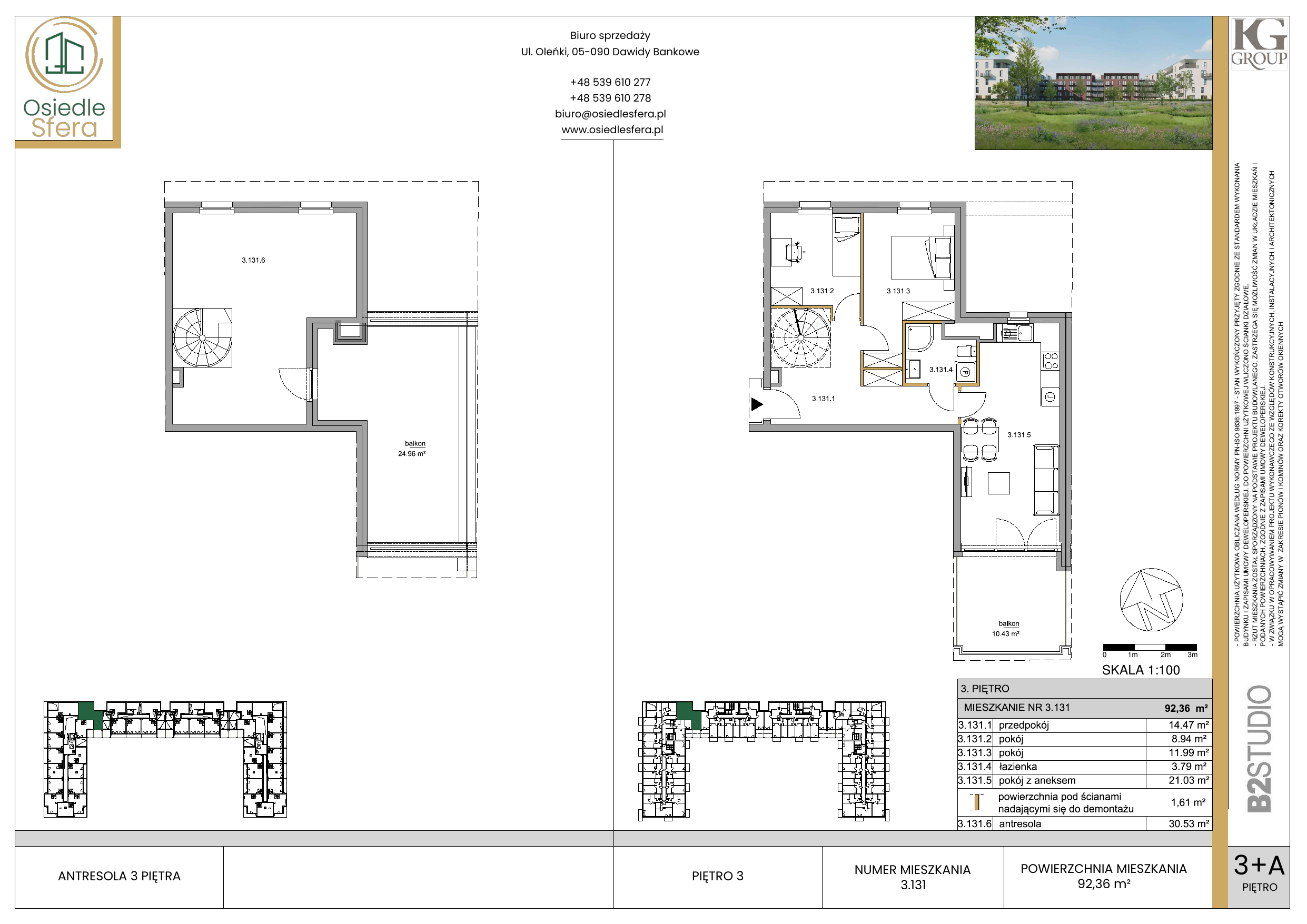 Mieszkanie 90,96 m², piętro 3, oferta nr 131, Osiedle Sfera, Dawidy Bankowe, ul. Oleńki-idx