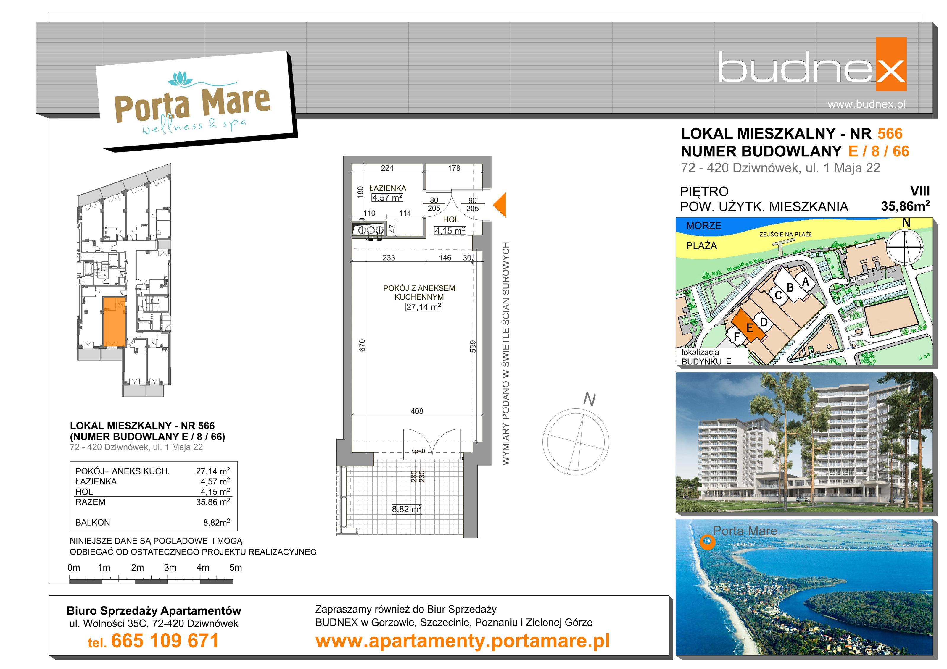 Apartament 35,86 m², piętro 8, oferta nr 566, Porta Mare Wellness & Spa, Dziwnówek, ul. Wolności-idx