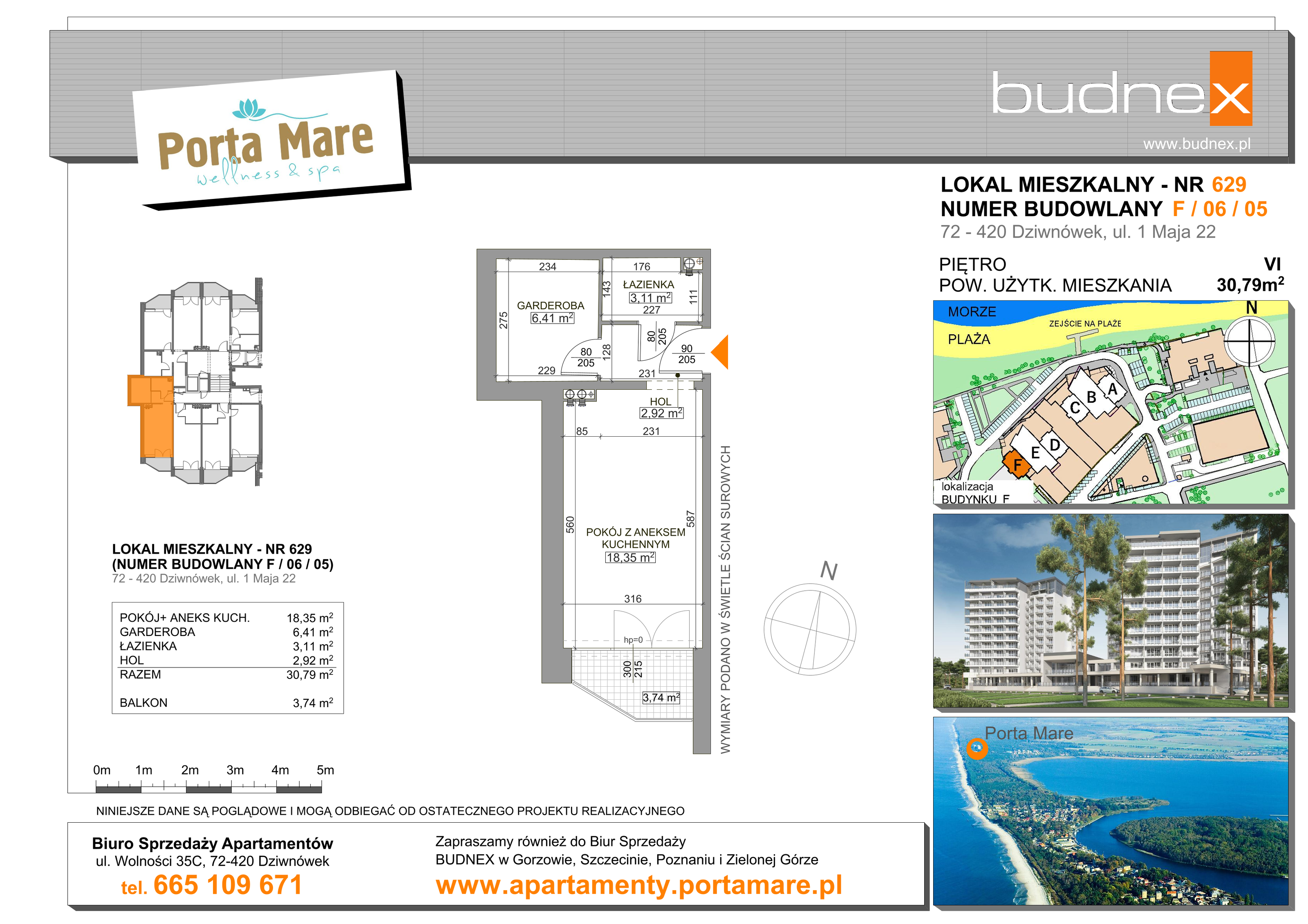 Apartament 30,79 m², piętro 6, oferta nr 629, Porta Mare Wellness & Spa, Dziwnówek, ul. Wolności-idx