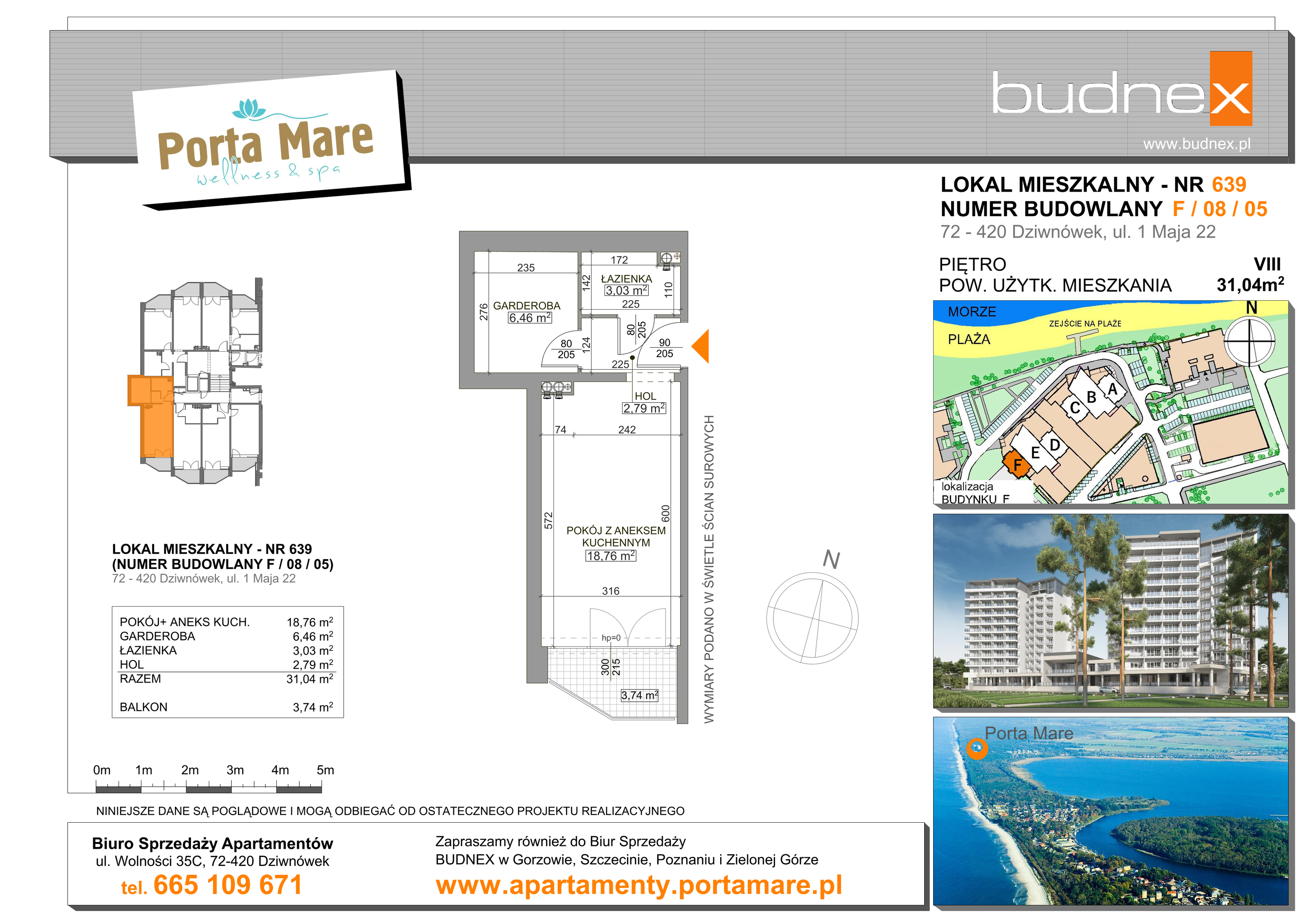 Apartament 31,04 m², piętro 8, oferta nr 639, Porta Mare Wellness & Spa, Dziwnówek, ul. Wolności-idx