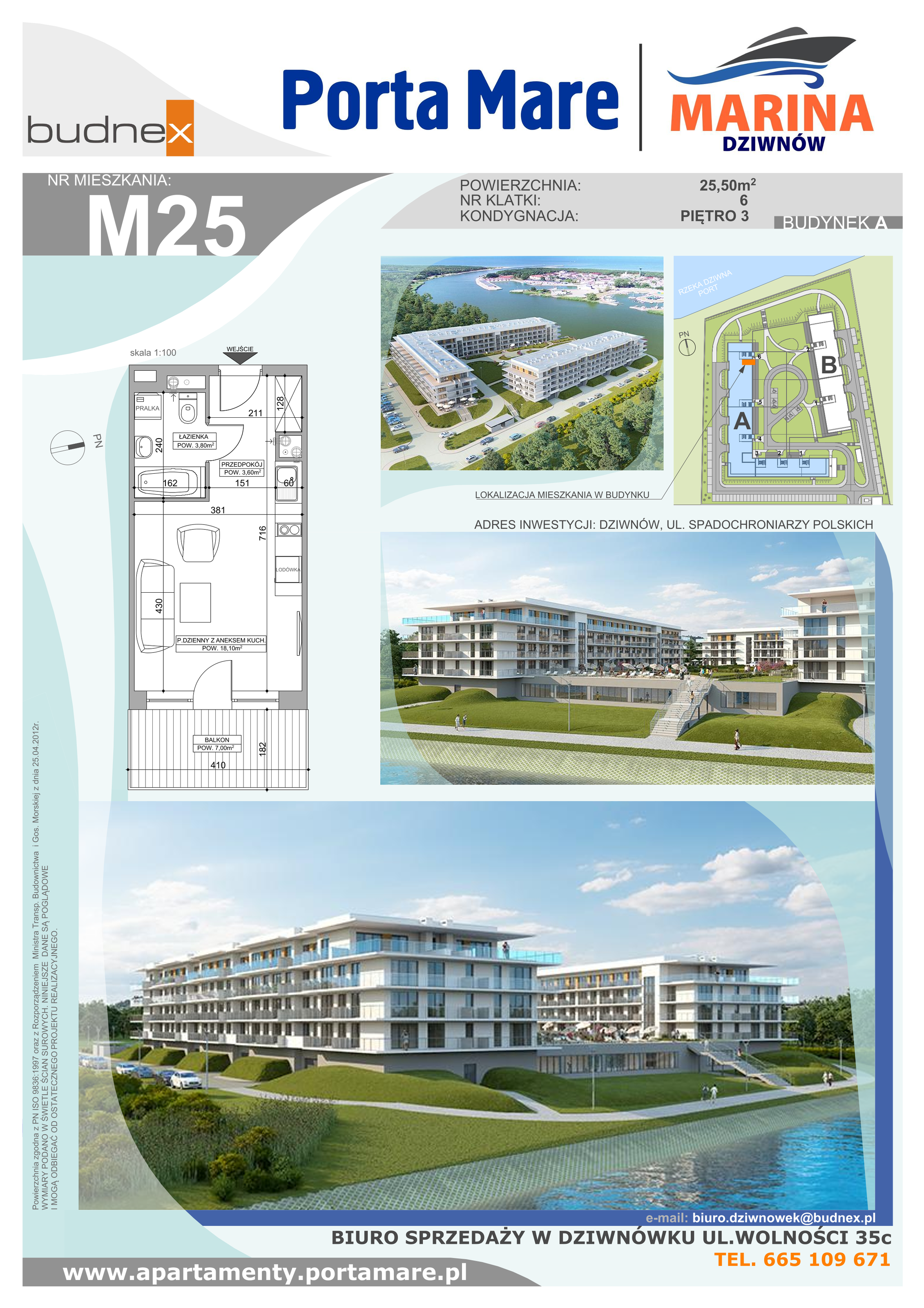 Apartament 25,50 m², piętro 3, oferta nr A.6.M25, Porta Mare MARINA Dziwnów, Dziwnów, ul. Spadochroniarzy Polskich 10-idx