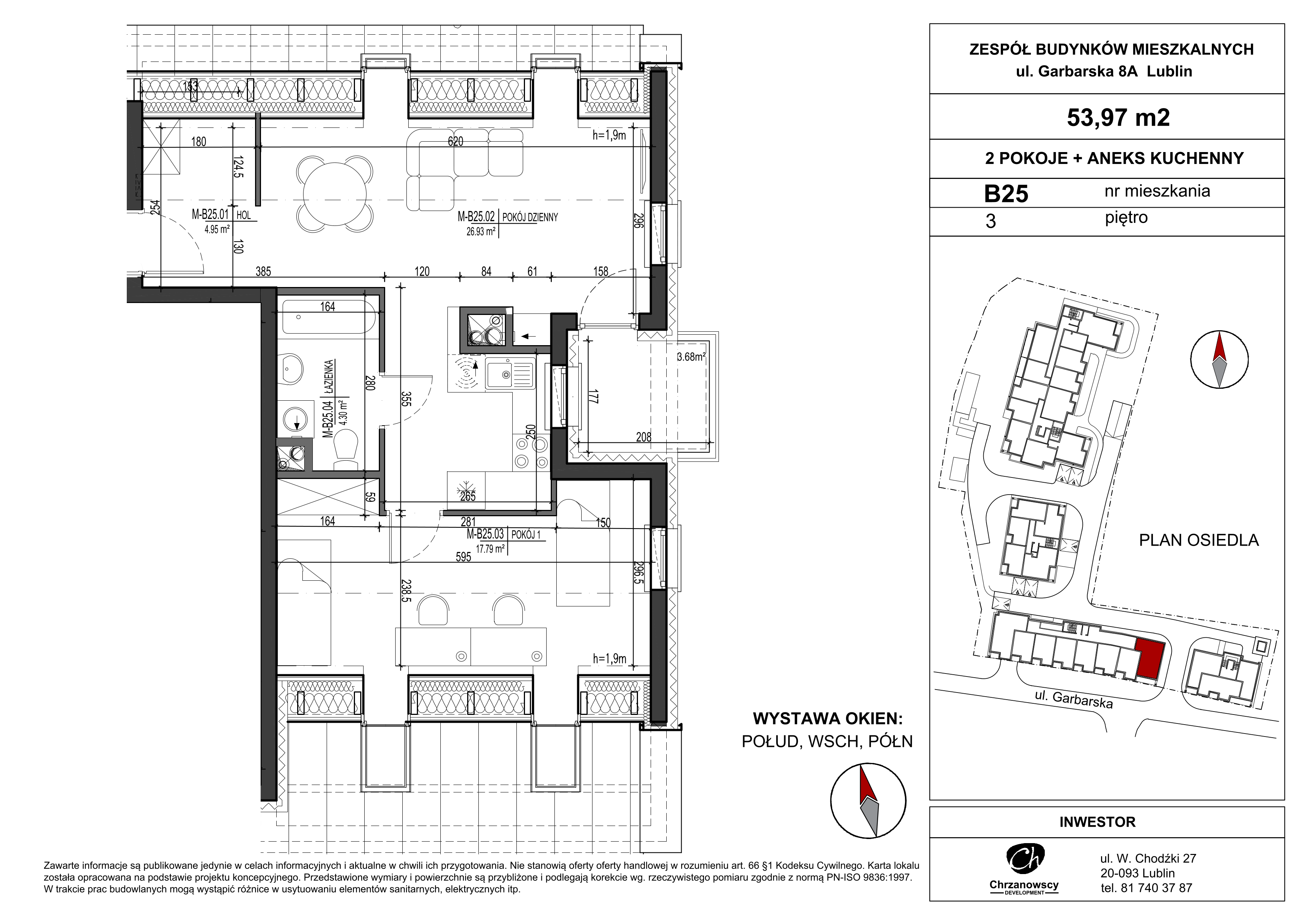 Mieszkanie 53,97 m², piętro 3, oferta nr B25, Garbarska Urban Koncept, Lublin, Bronowice, Bronowice, ul. Garbarska-idx